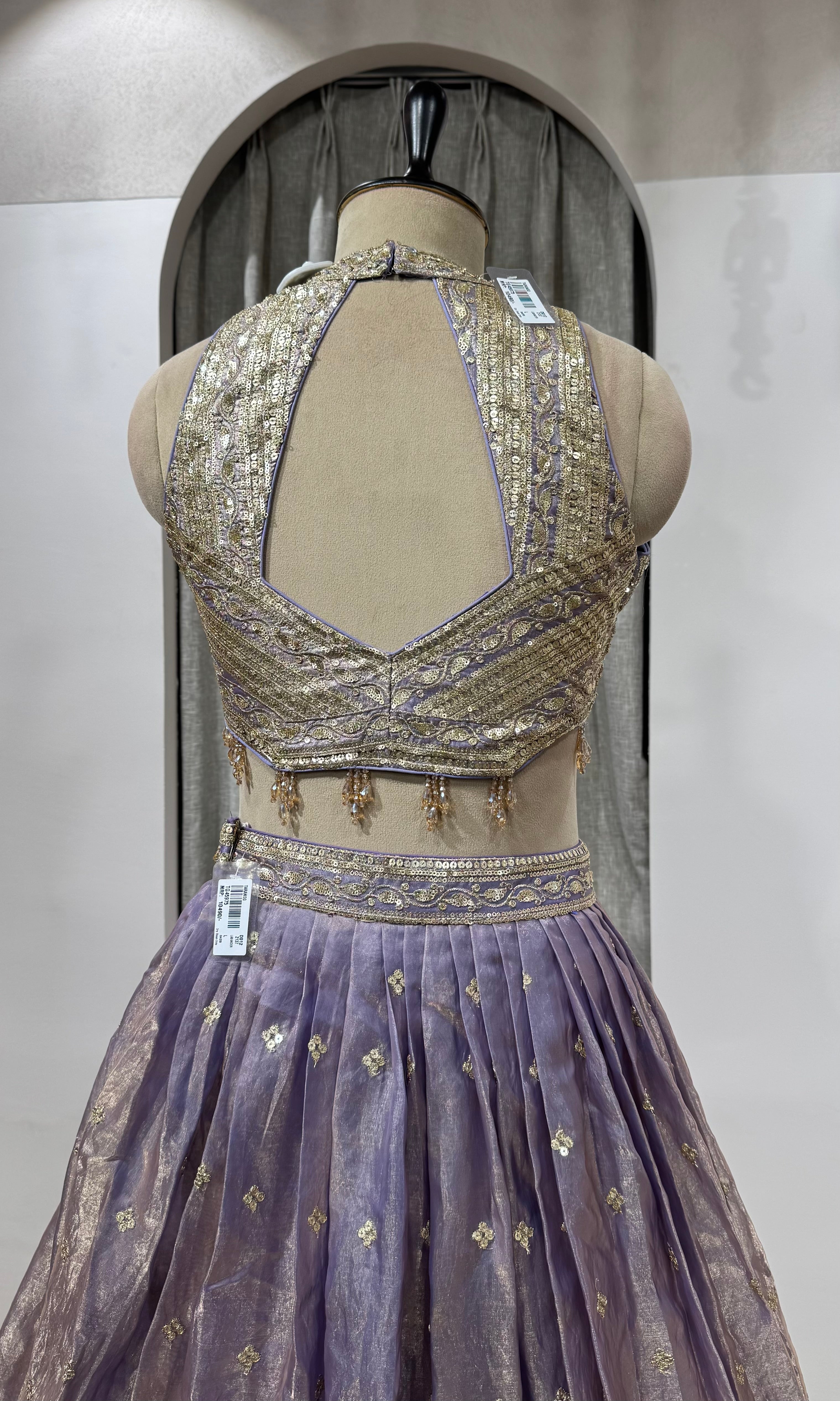 Lavender Zari Tissue Lehenga Set