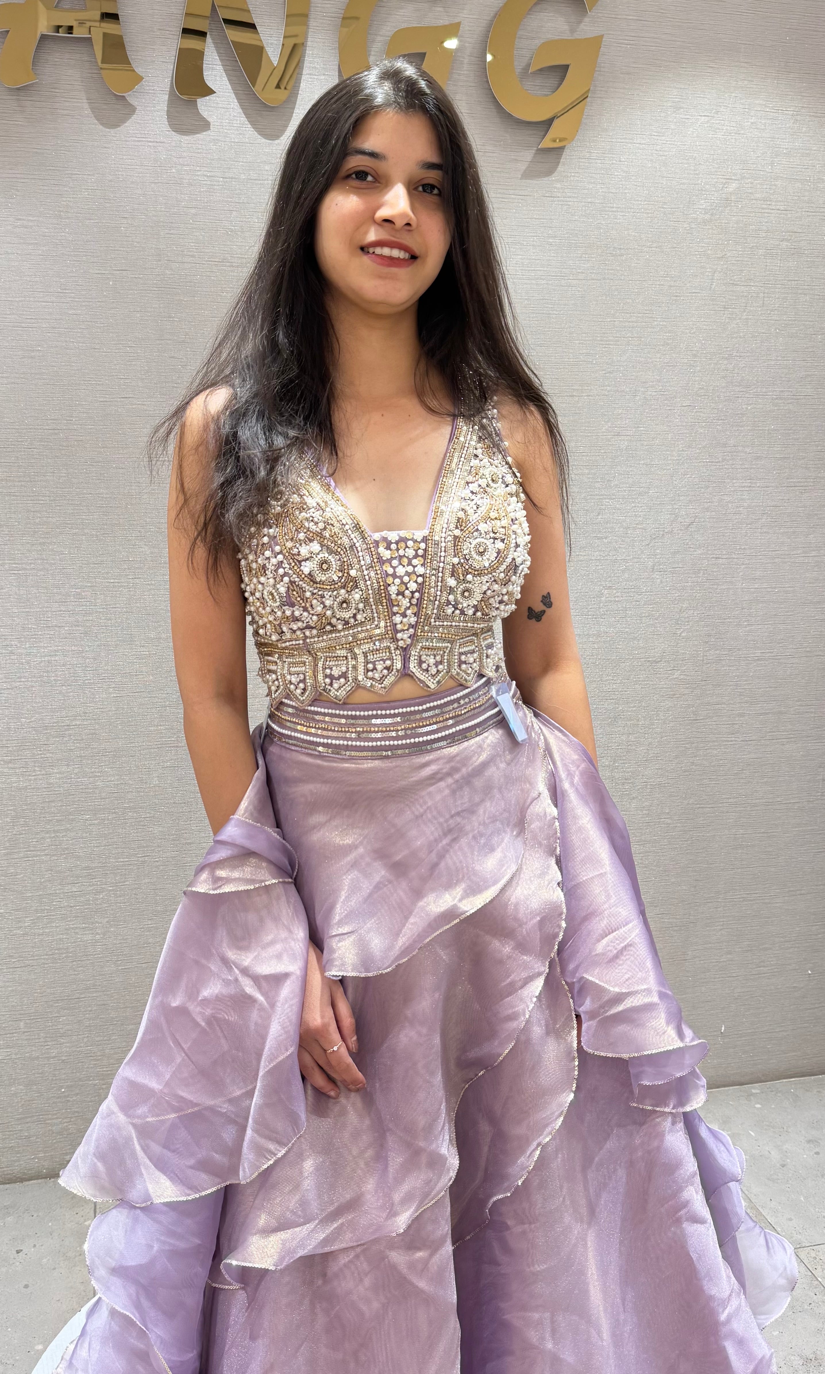 LILAC ruffled lehenga set WITH ELEGANT BLOUSE