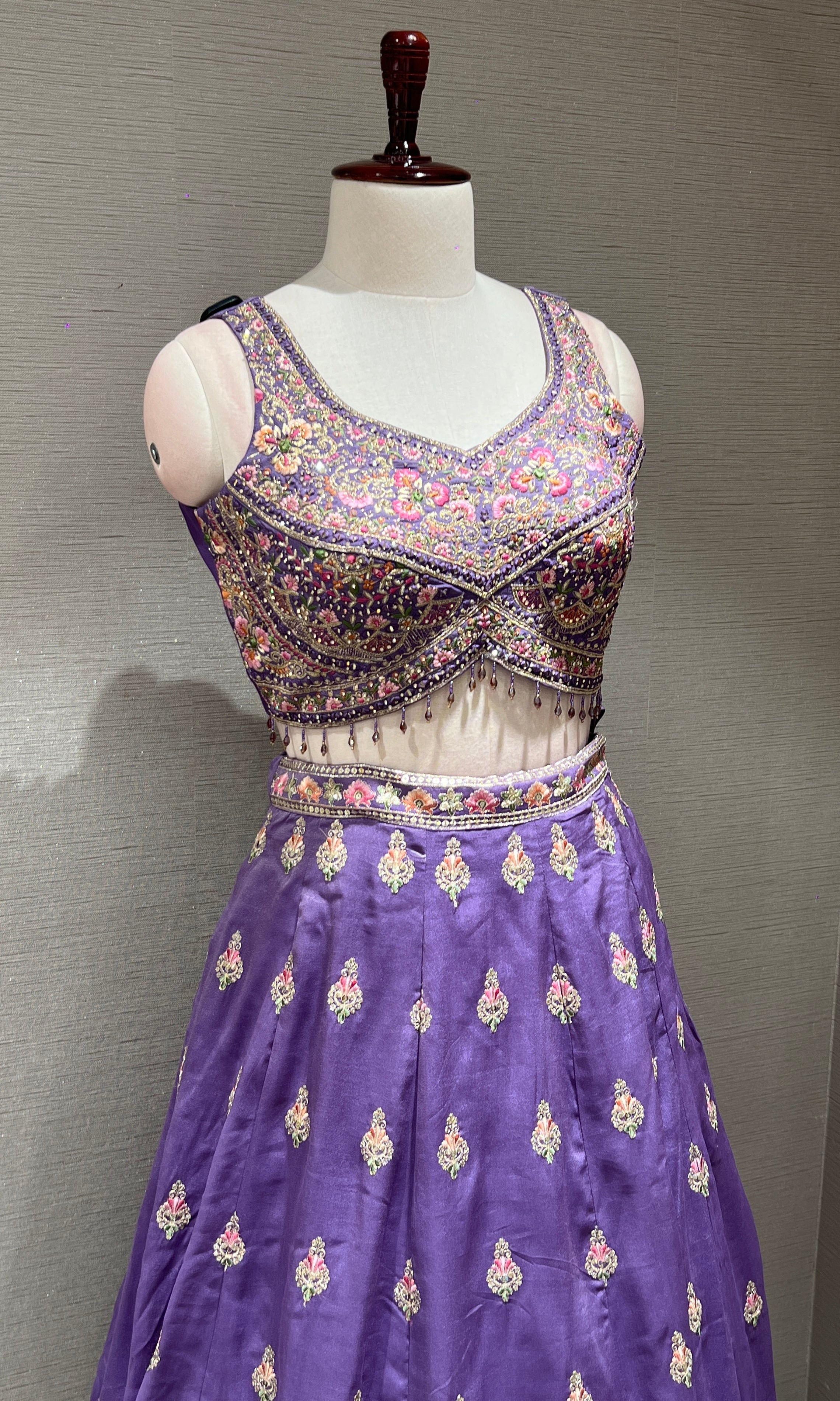 Light purple gold embroidery lehenga