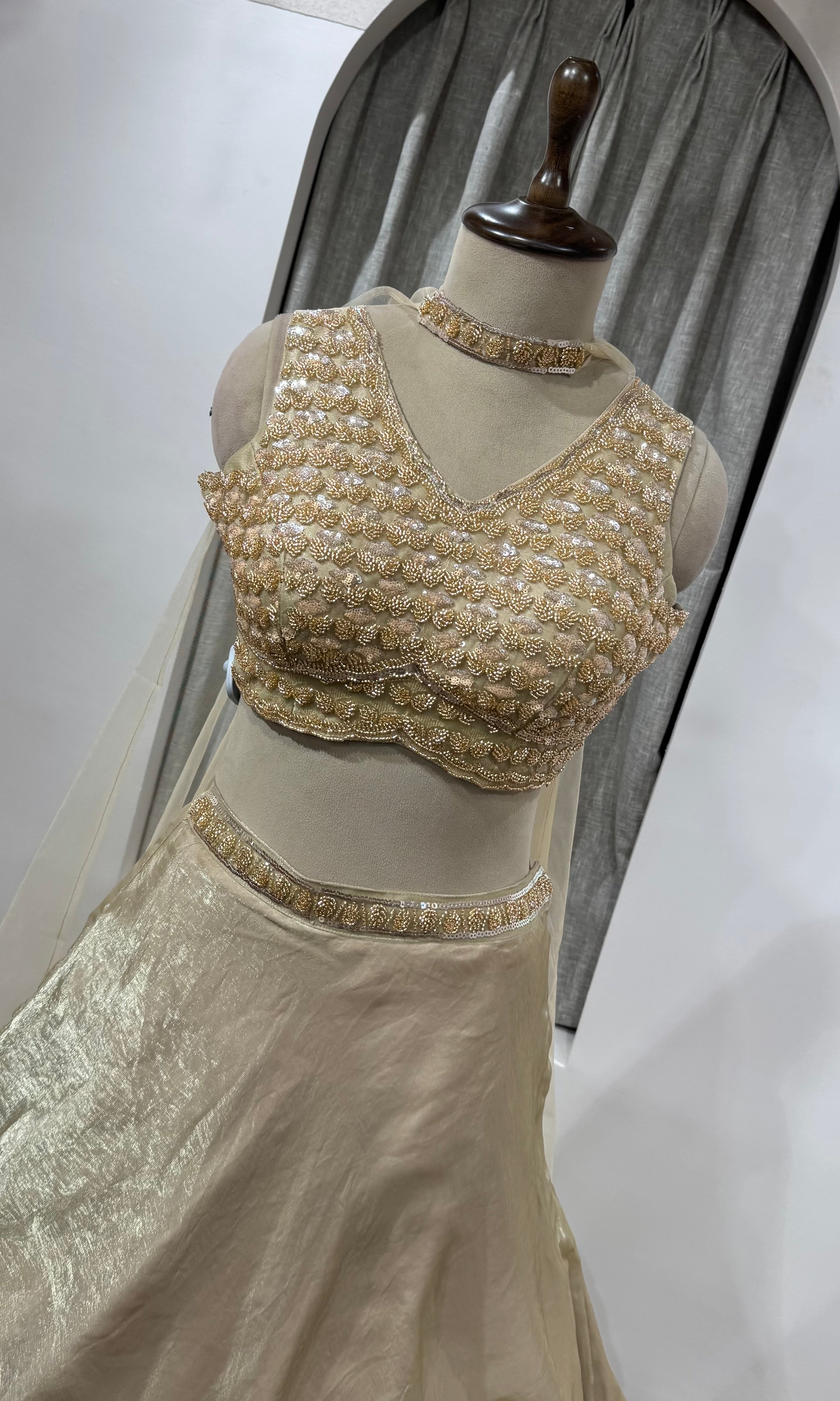 Onion pink Silk Chanderi Lehenga