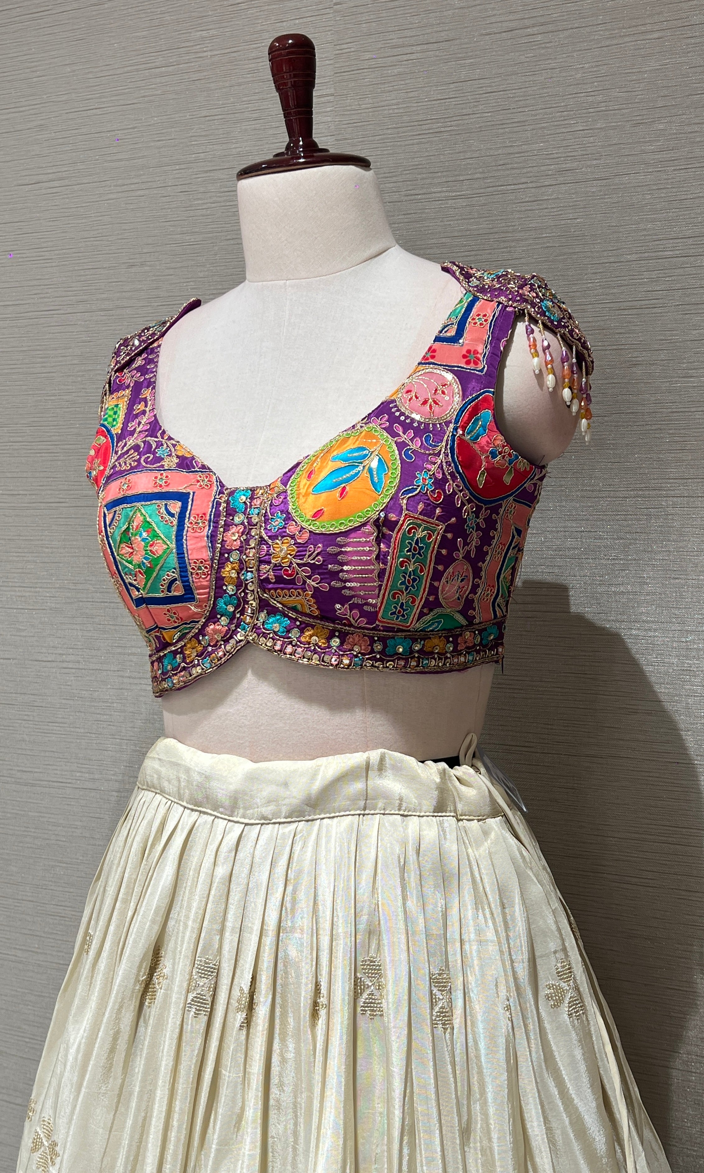 purple lehenga with Sequin Mirror Blouse