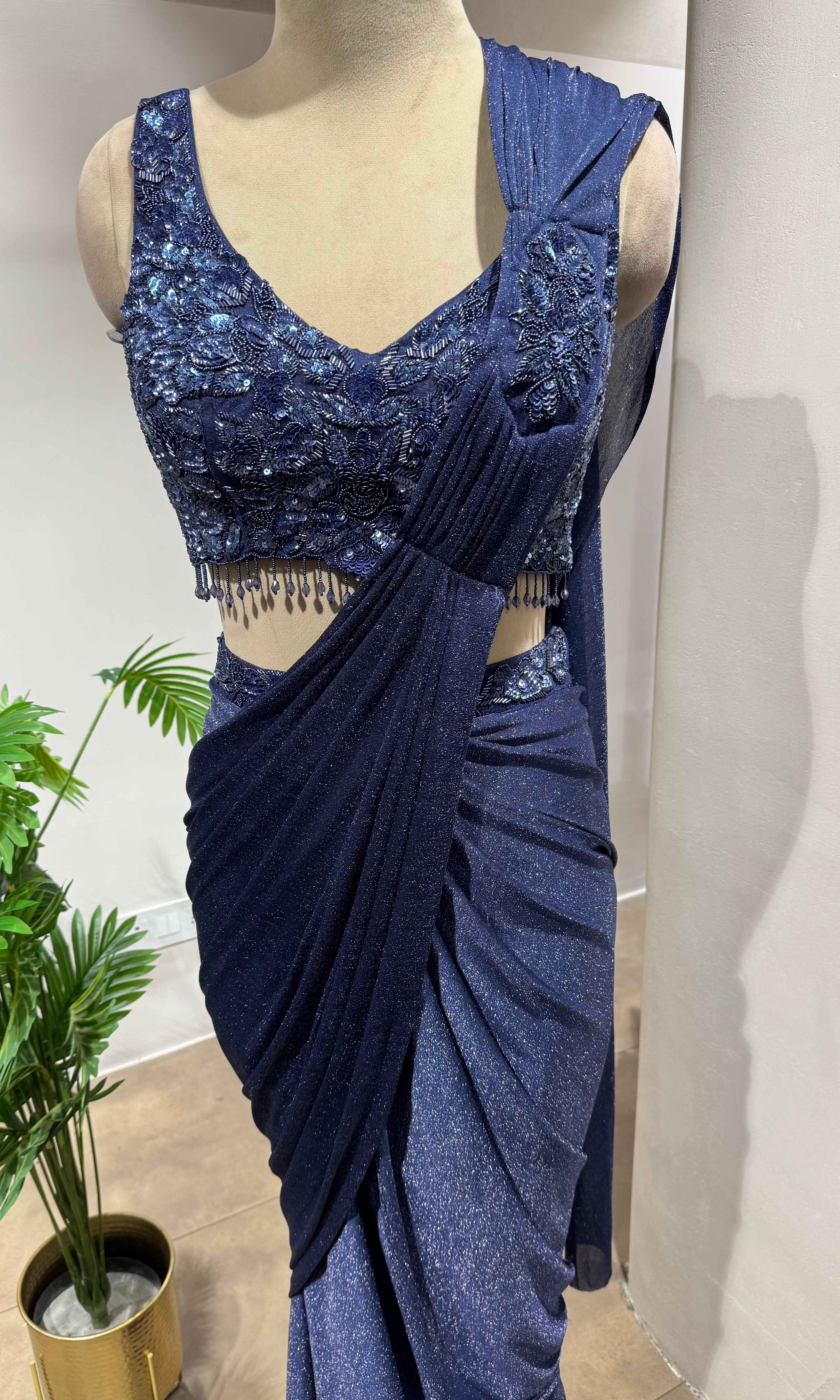 Blue Draped Saree with BLOUSE