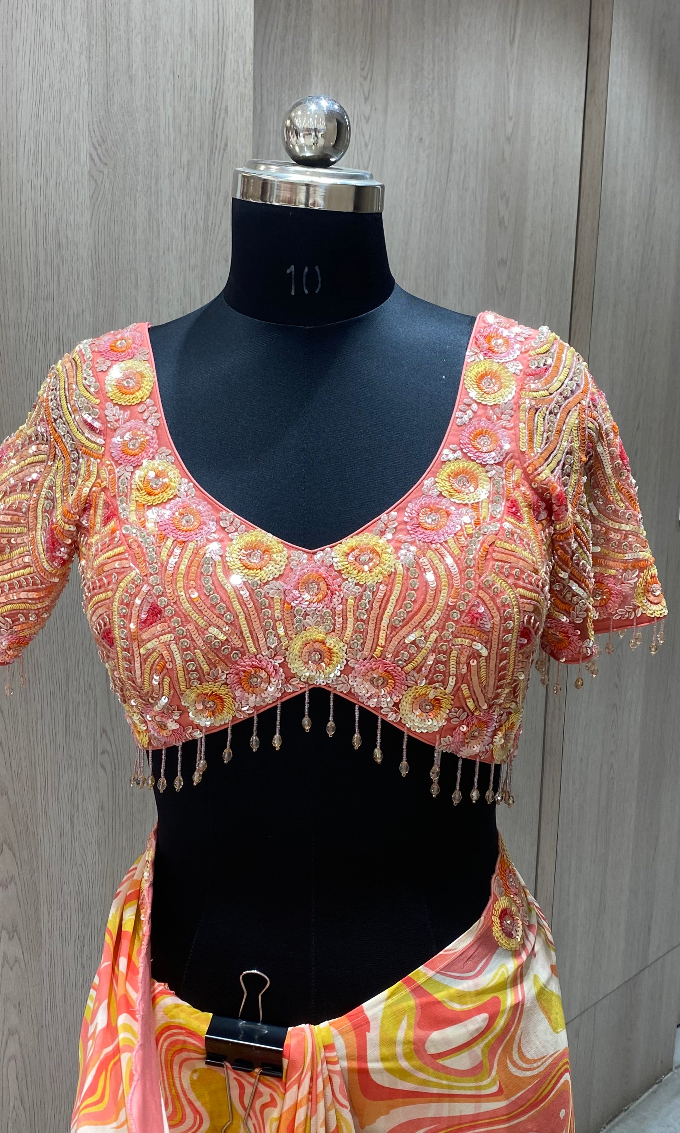Baby pink saree with ready blouse