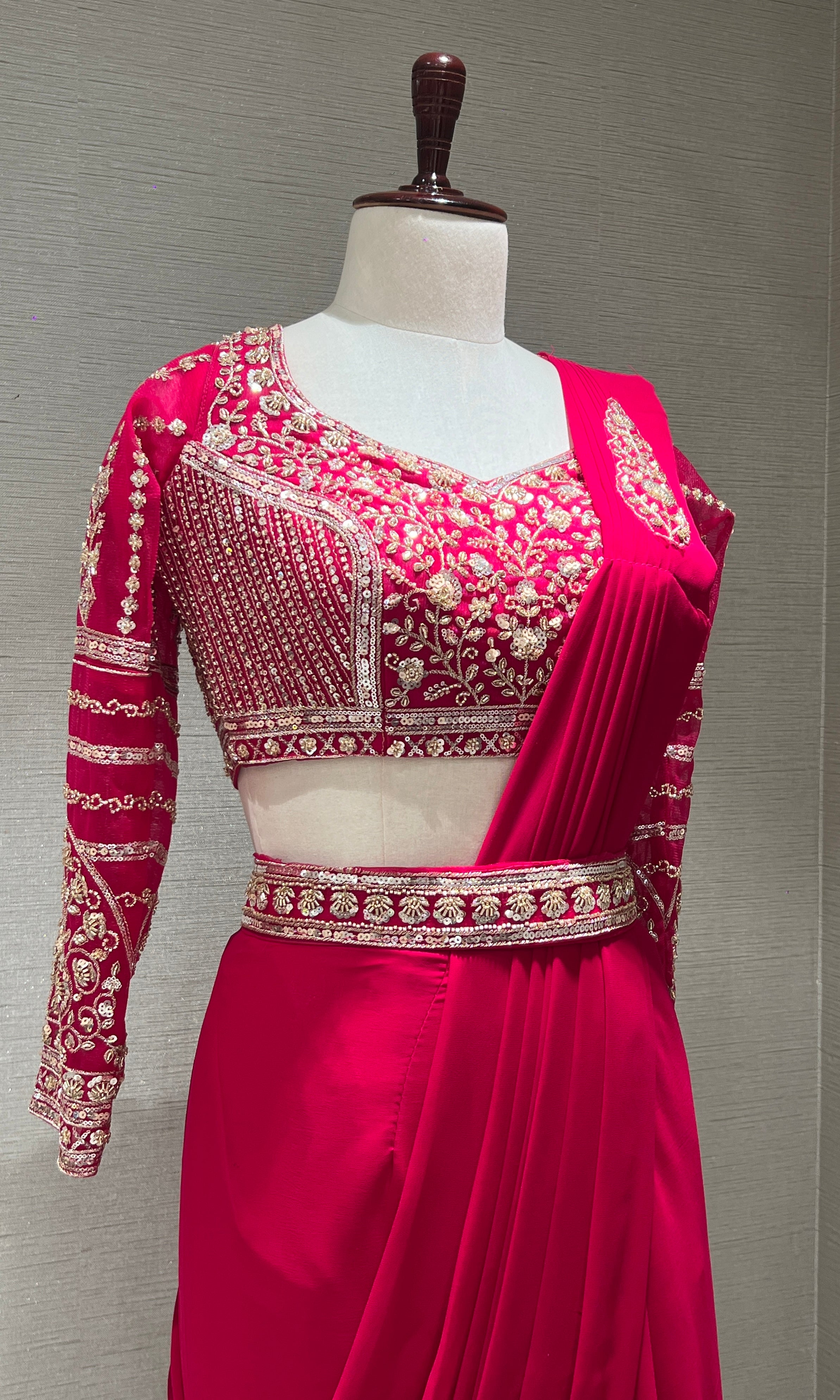 PINK drape saree with embellished blouse