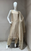 Beige tissue silk Kurta Set with dupatta