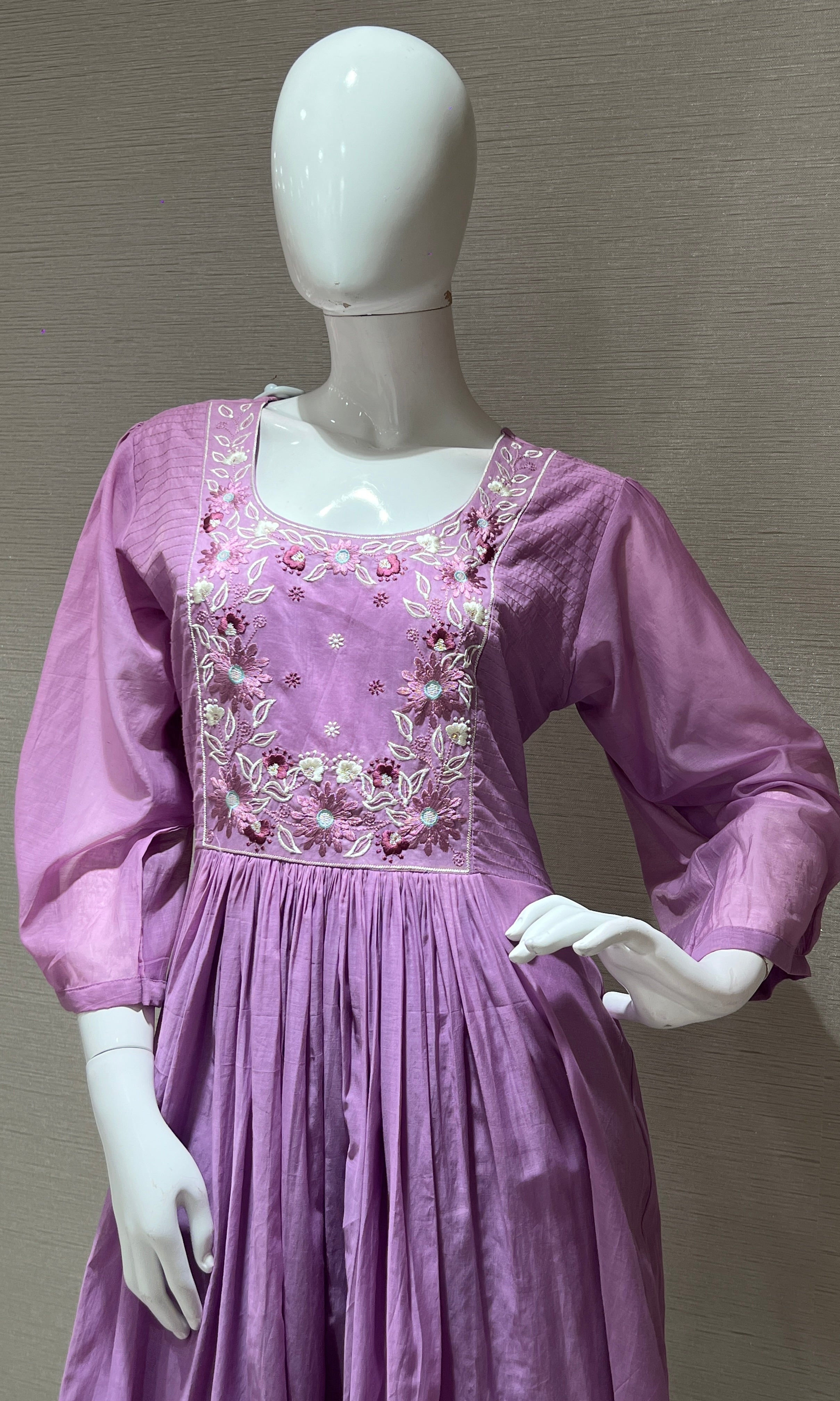 Purple Mul Chanderi kurta set