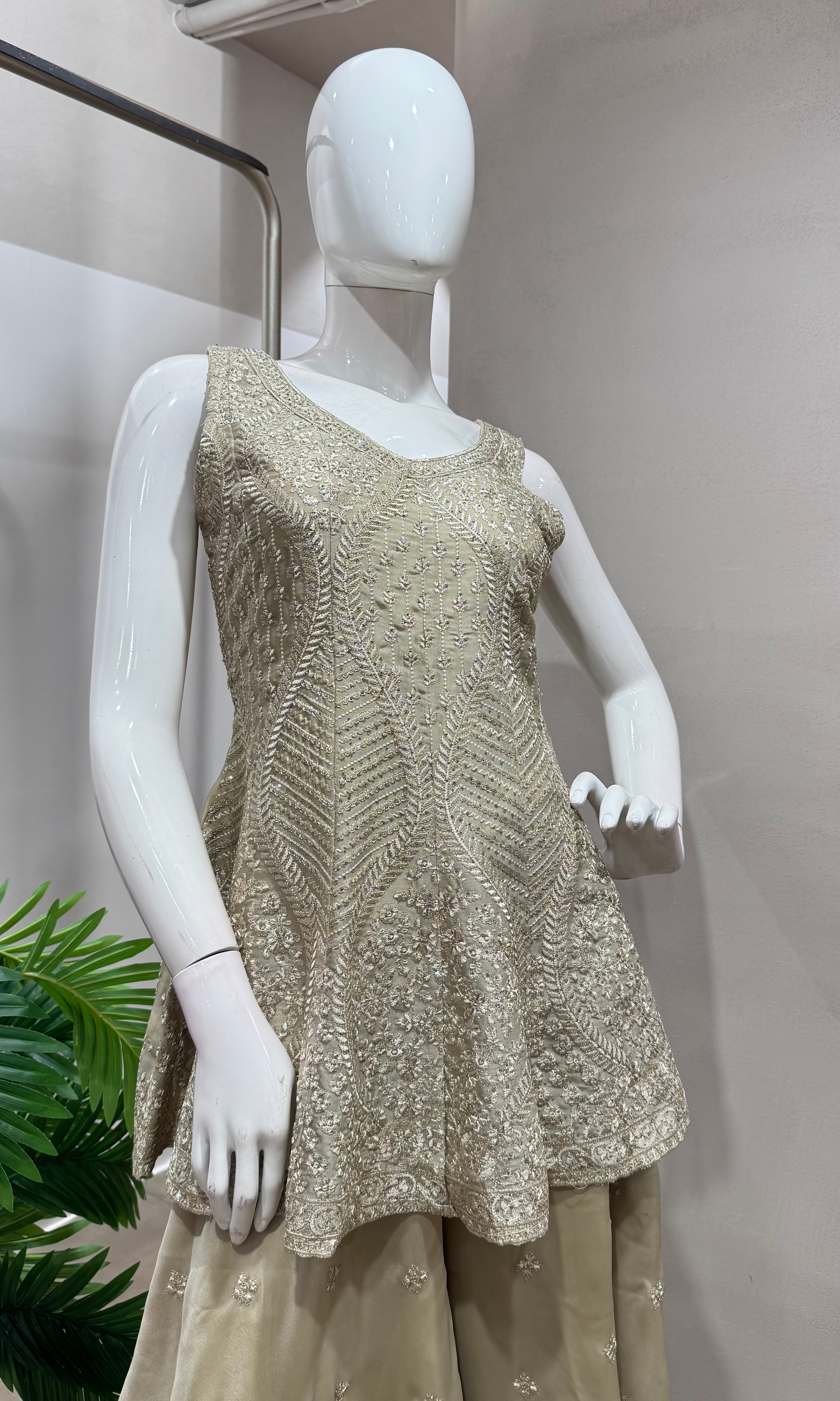 Grey ethnic palazzo set