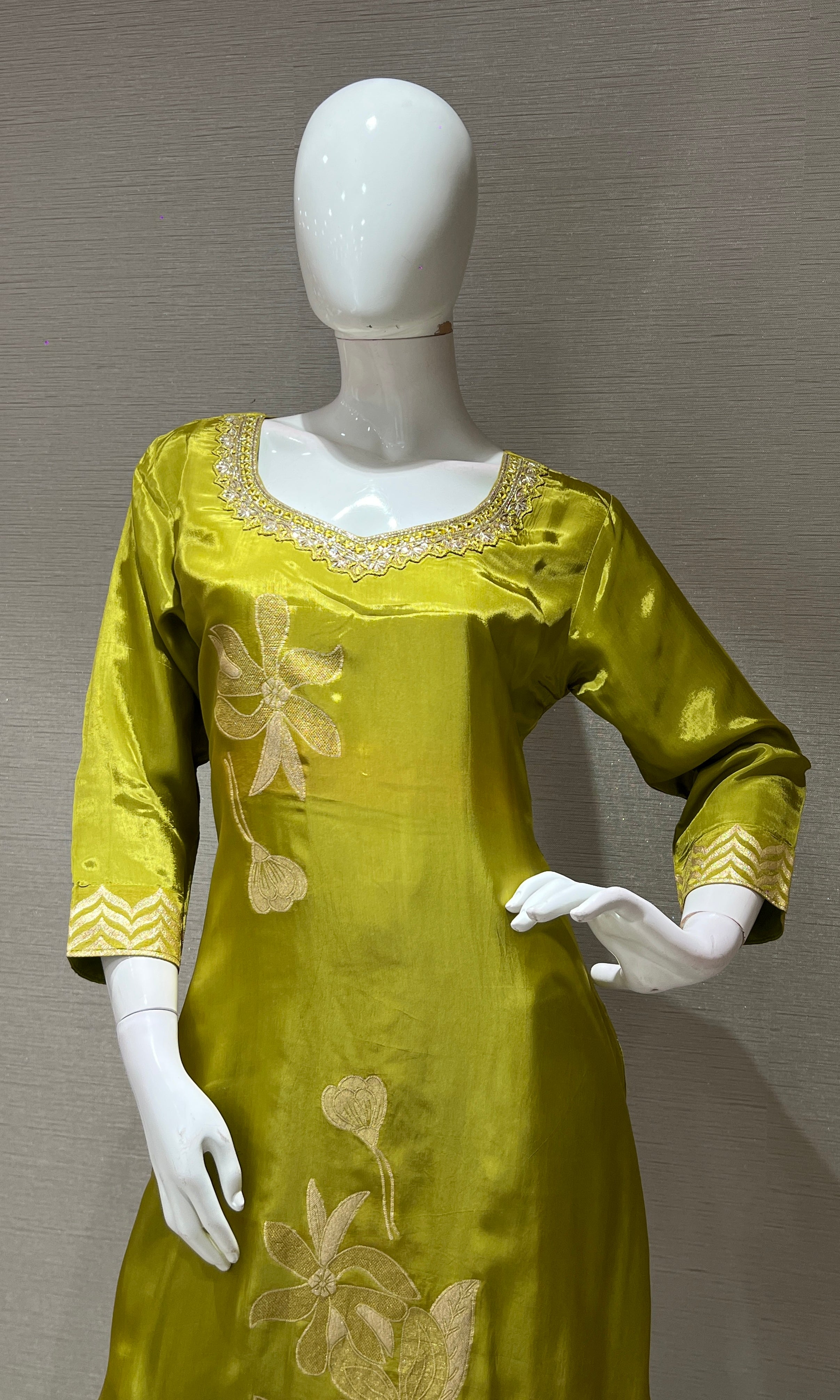 LIRIL Golden EMBROIDERED KURTA SET