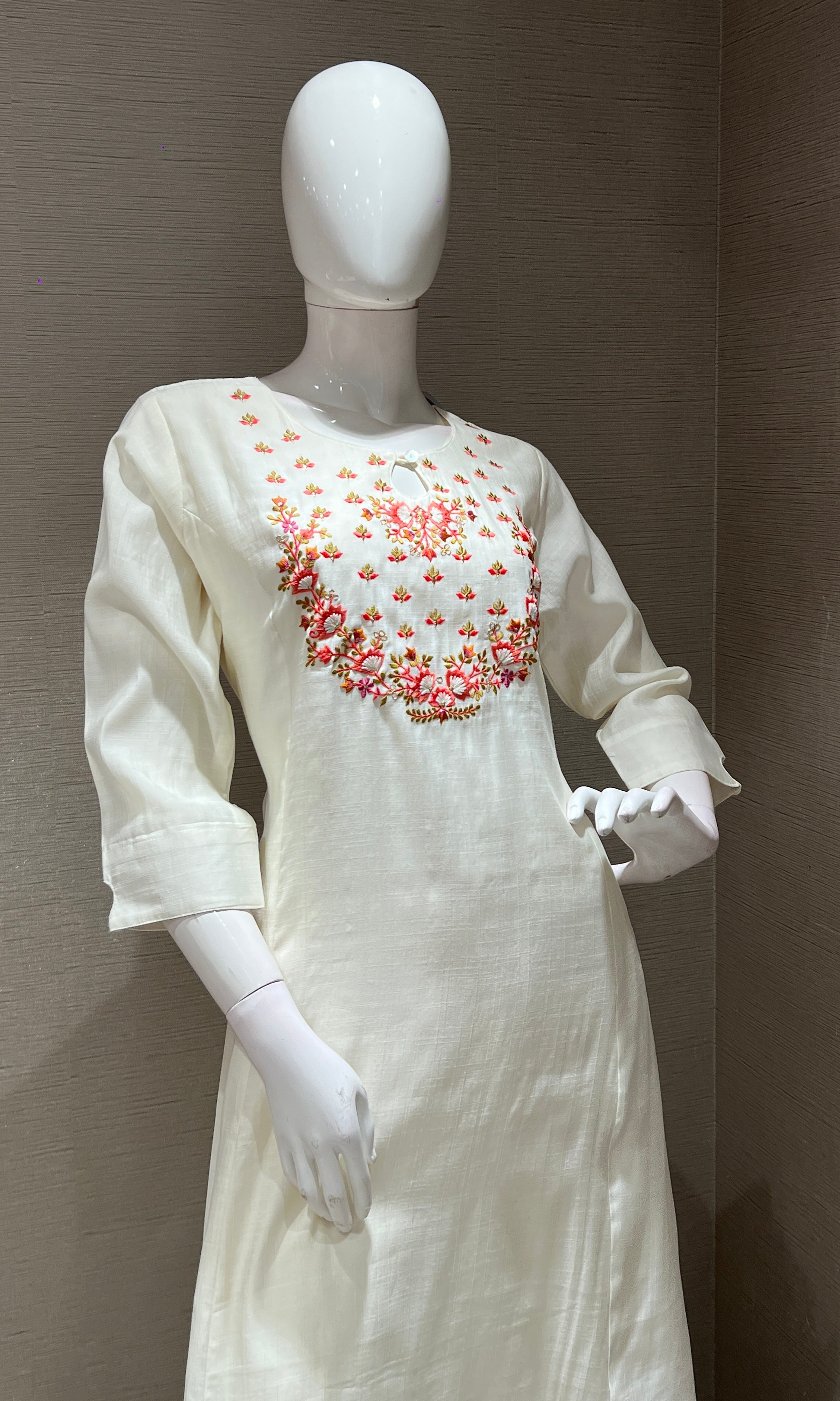 CREAM Floral Kurta Set