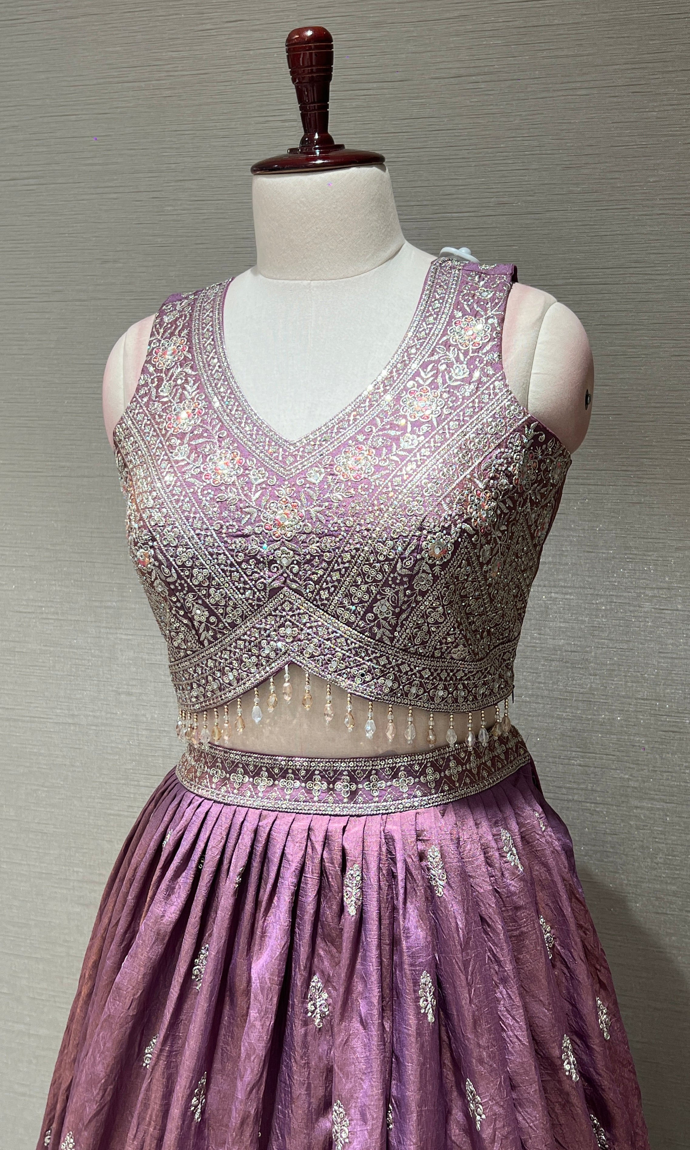 Light Purple Embroidered Sequinned Lehenga