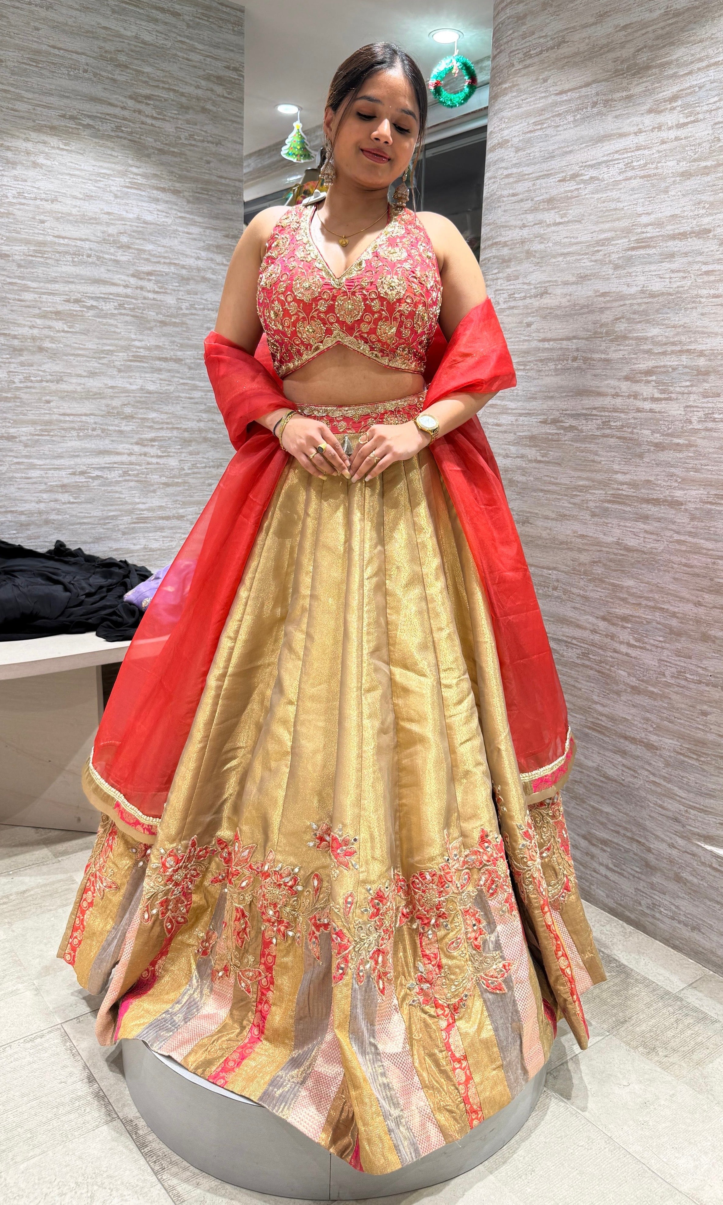 PINK and gold intricate embroiderY lehenga