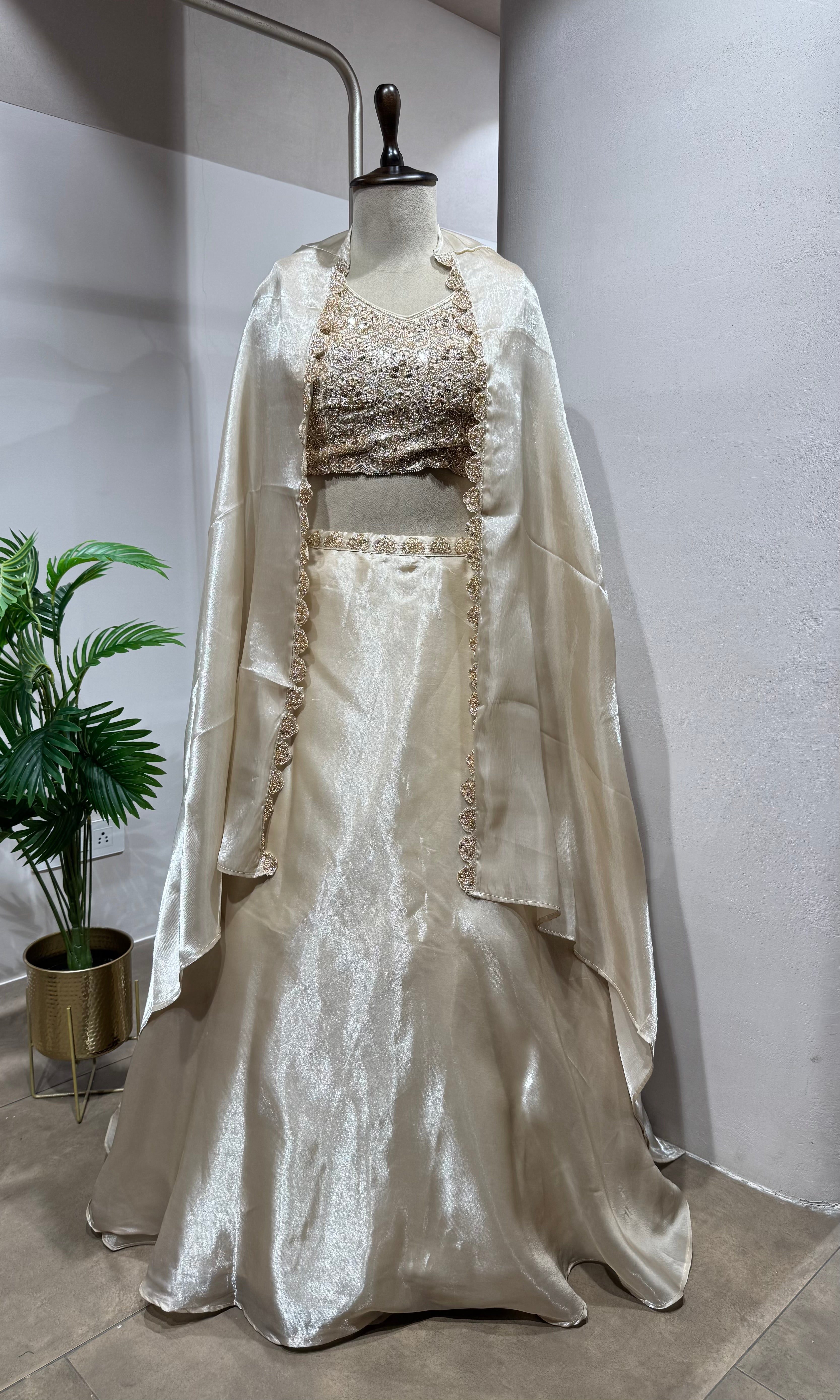 Bech Tissue Embroidered Jacket Lehenga Set