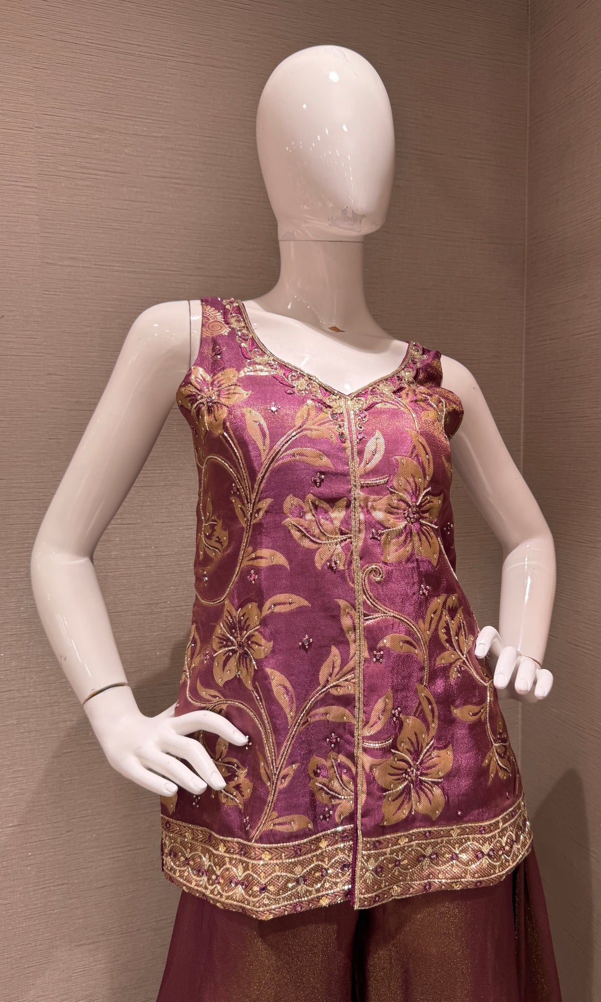 WINE Banarasi Brocade Silk Palazzo set