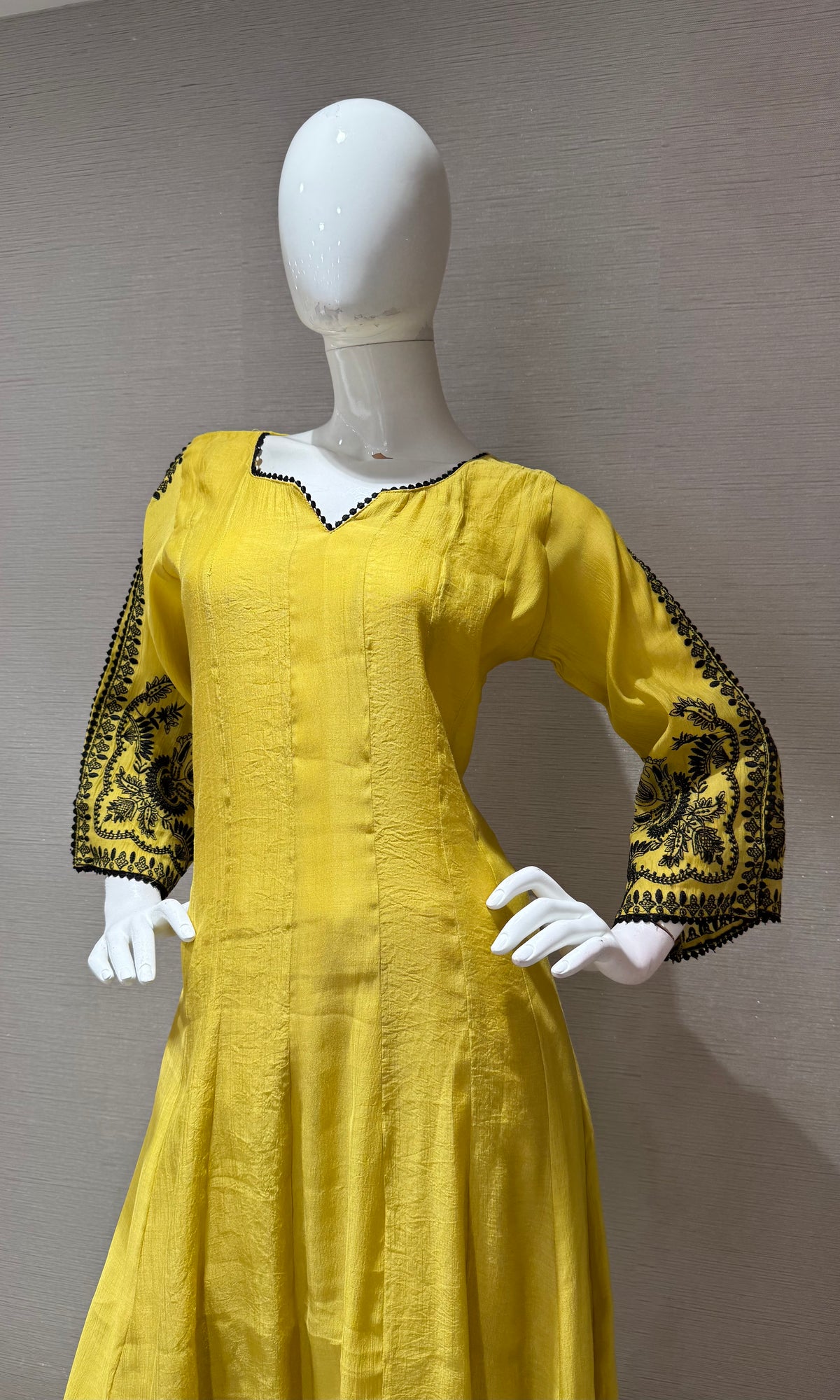 Mustard Yellow chanderi silk kurta set with dupatta