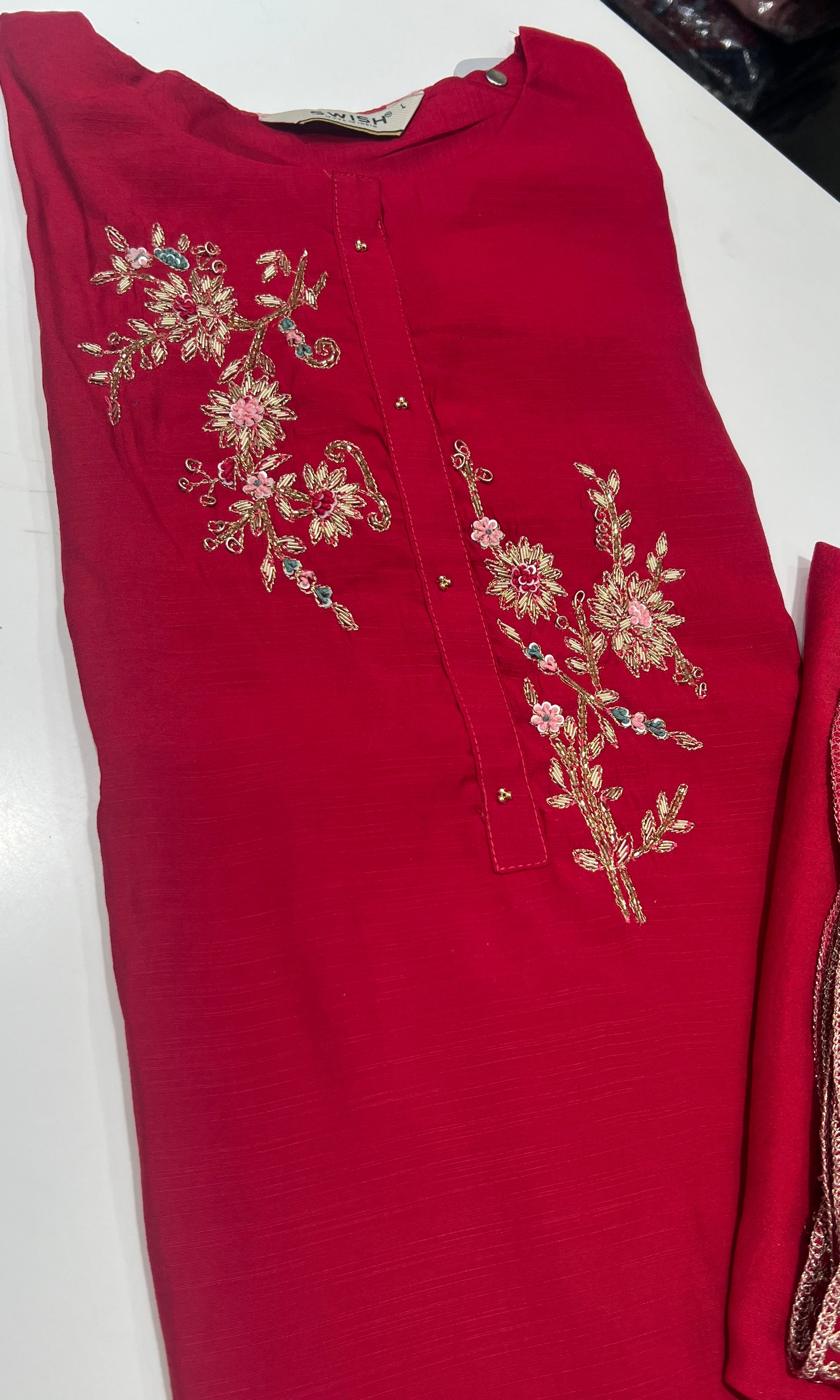 RanI Pink Floral Detailing KURTA SET