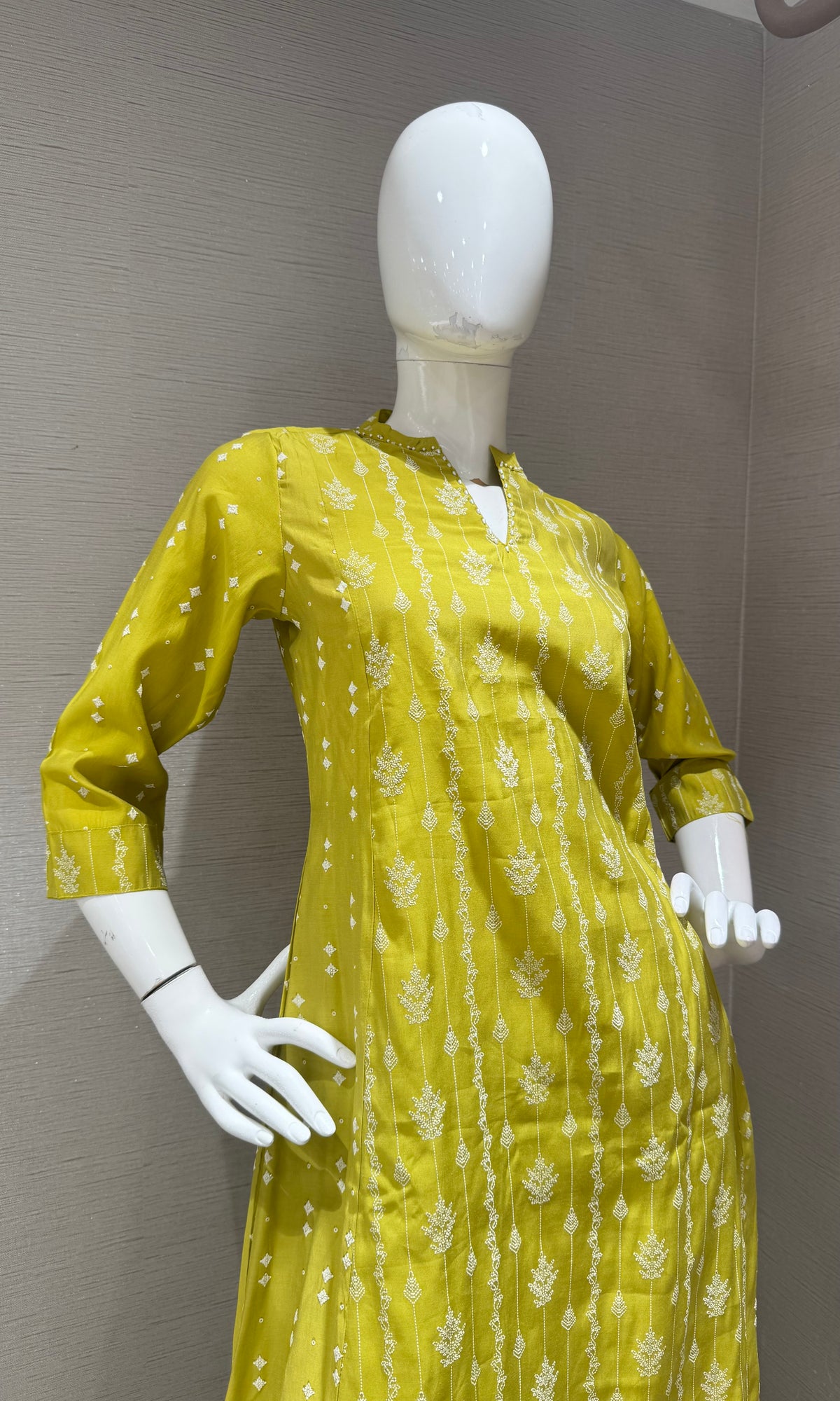 Green cotton Printed Kurta Set with Contrast dupatta