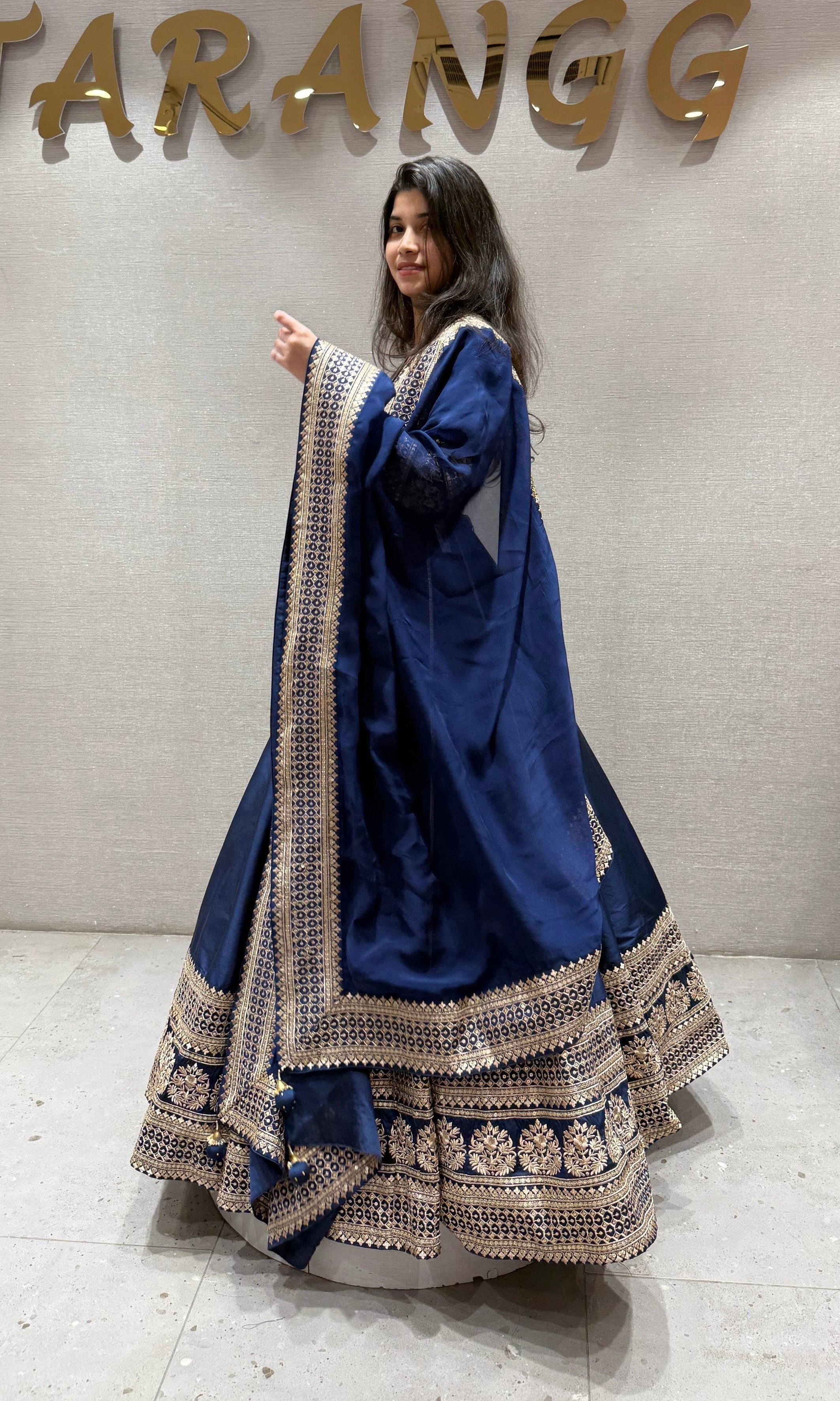 ROYAL BLUE RAW SILK LEHENGA