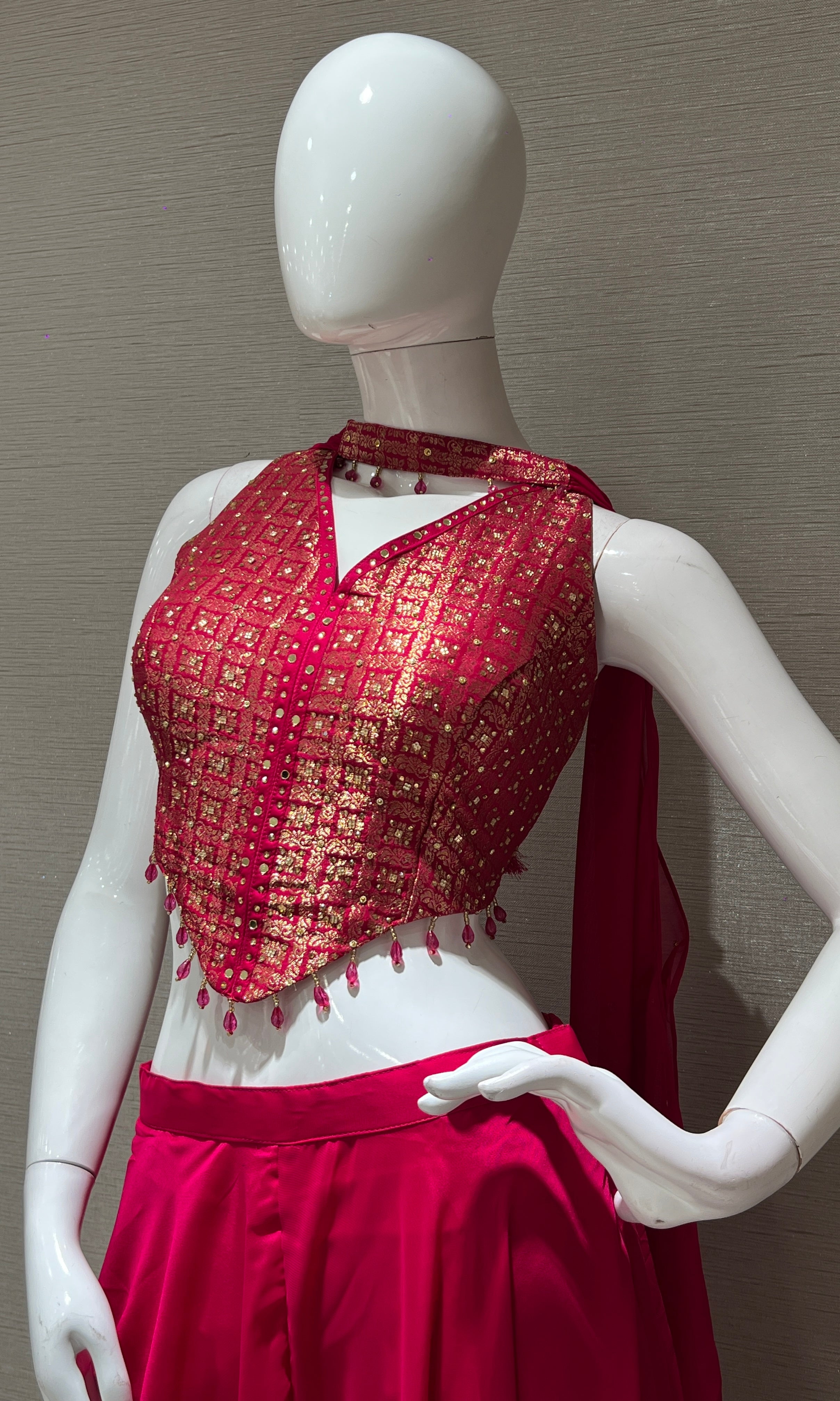 Rani pink palazzo with sequined corset blouse