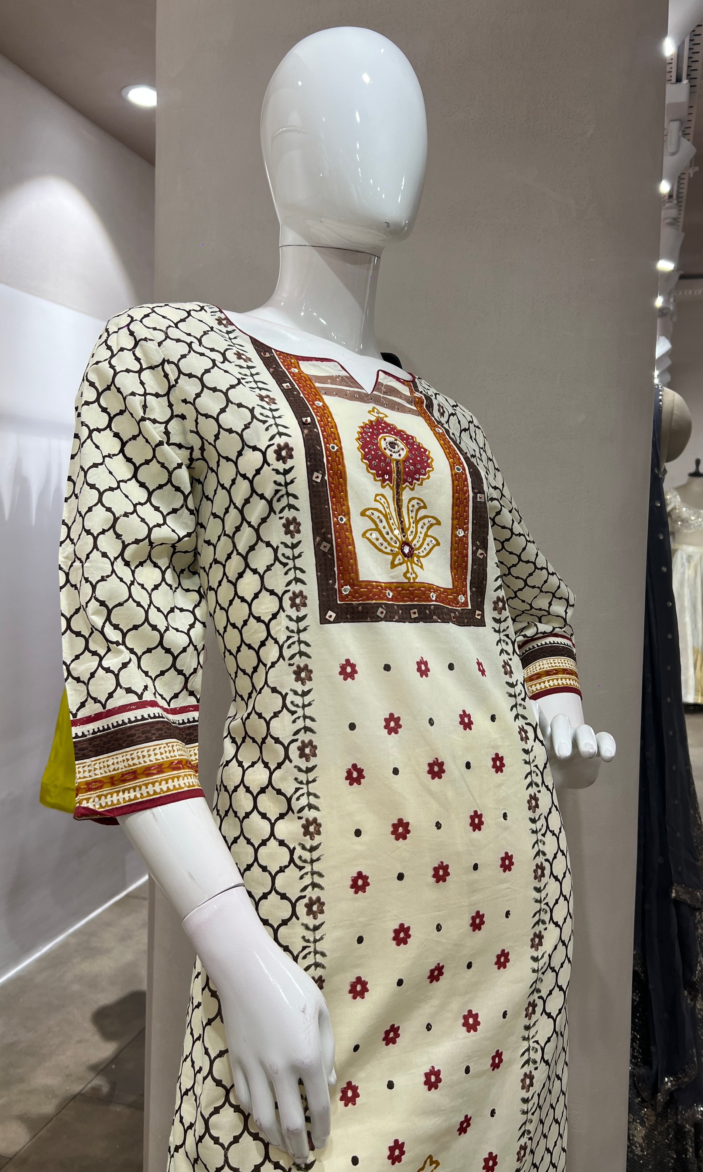 Red ETHNIC PRINTED kurta set