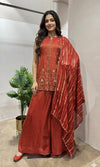 Rust golden anarkali with palazzo set