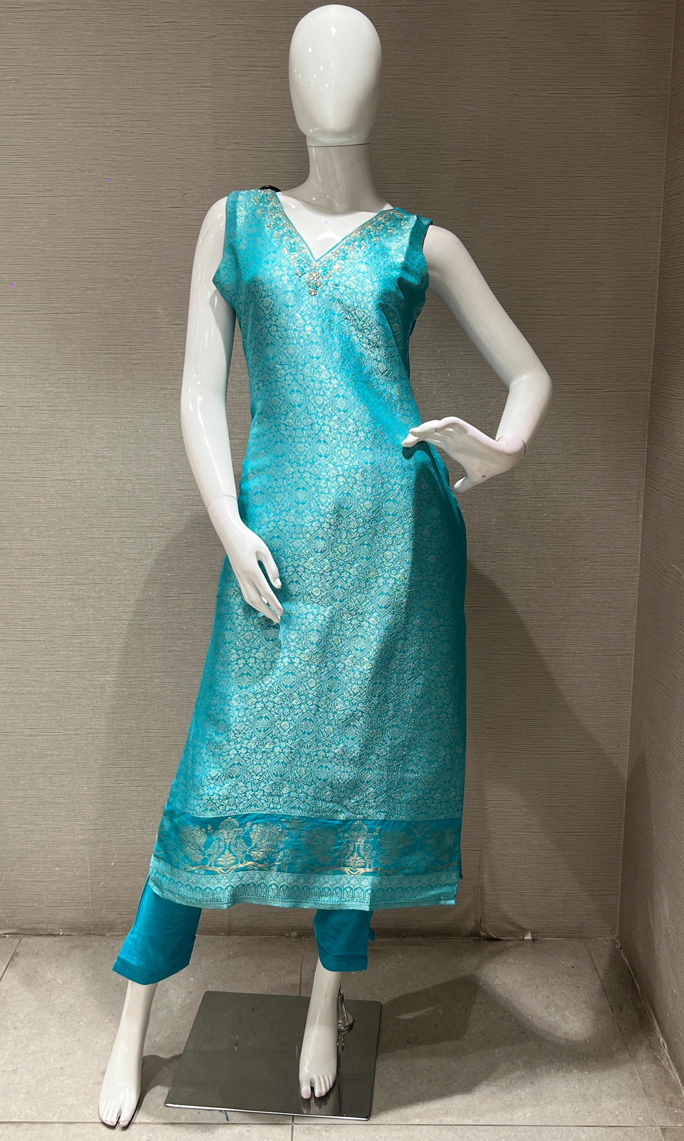 Light Blue Shine Kurta Set with Dupatta