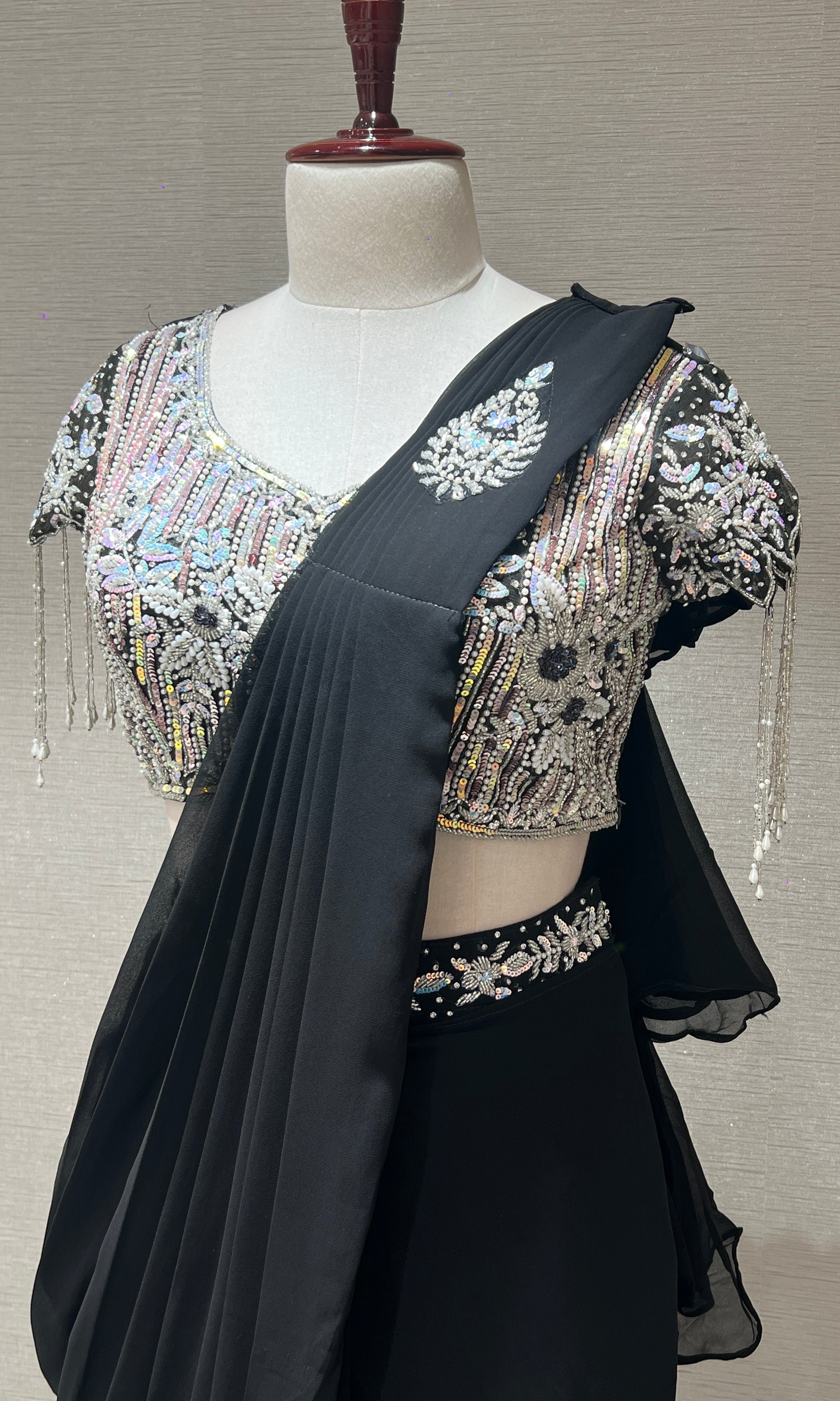 Black one minute saree