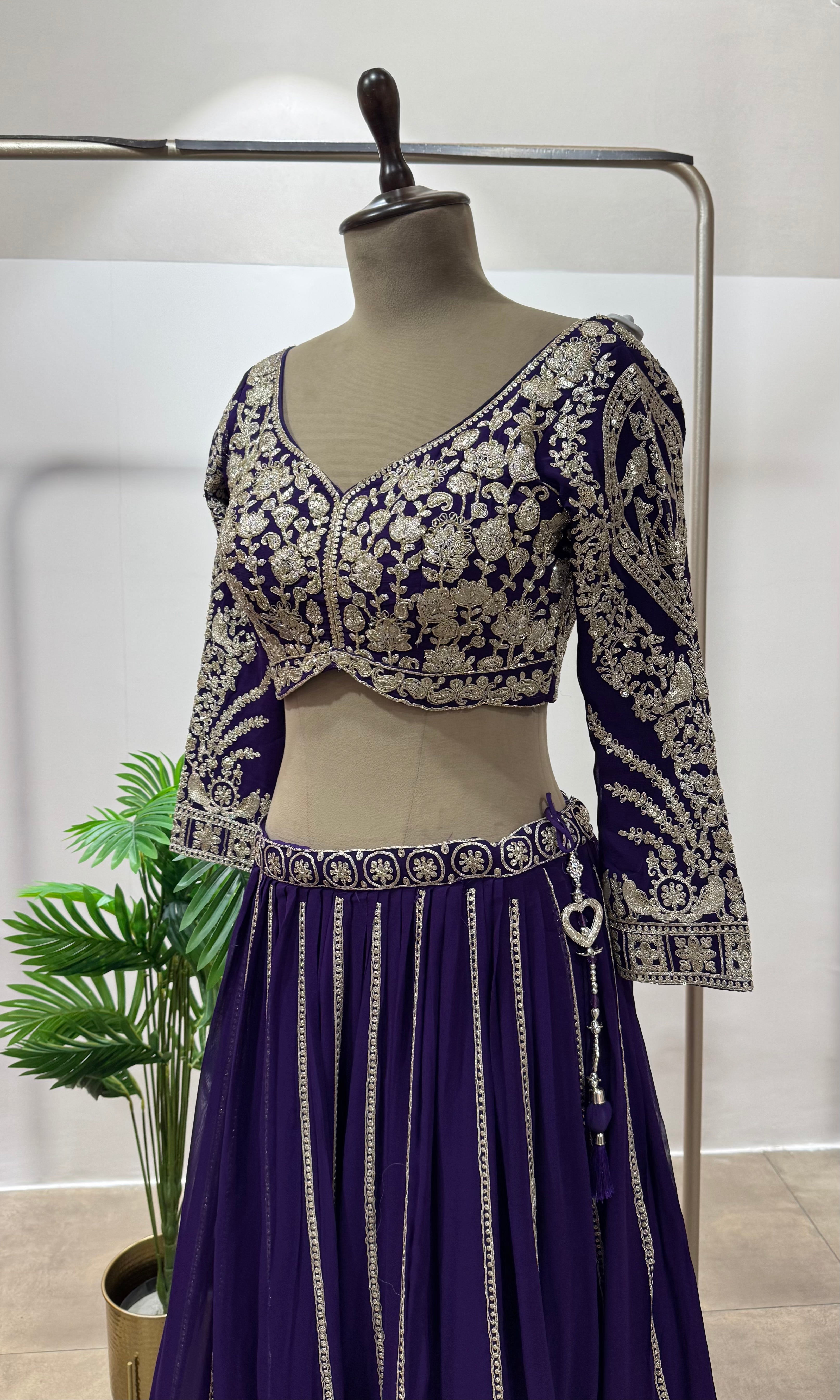 Purple HEAVY EMBROIDERED LEHENGA SET