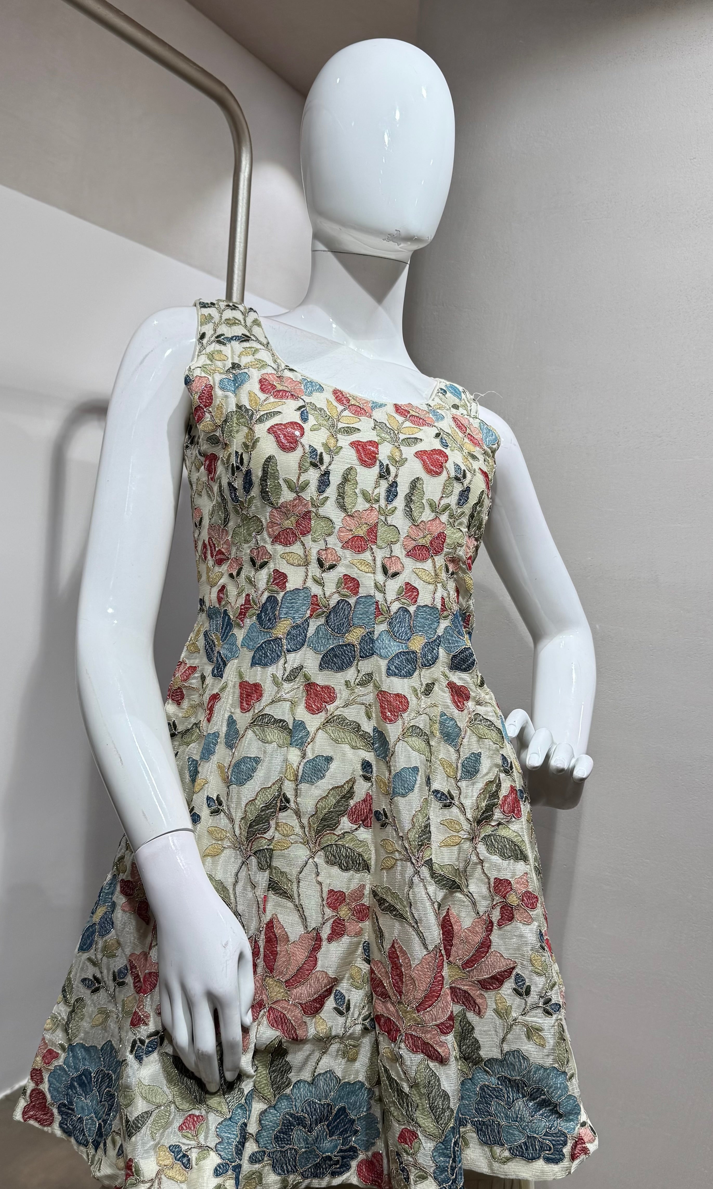 CREAM Floral Embroidery SHARARA Set