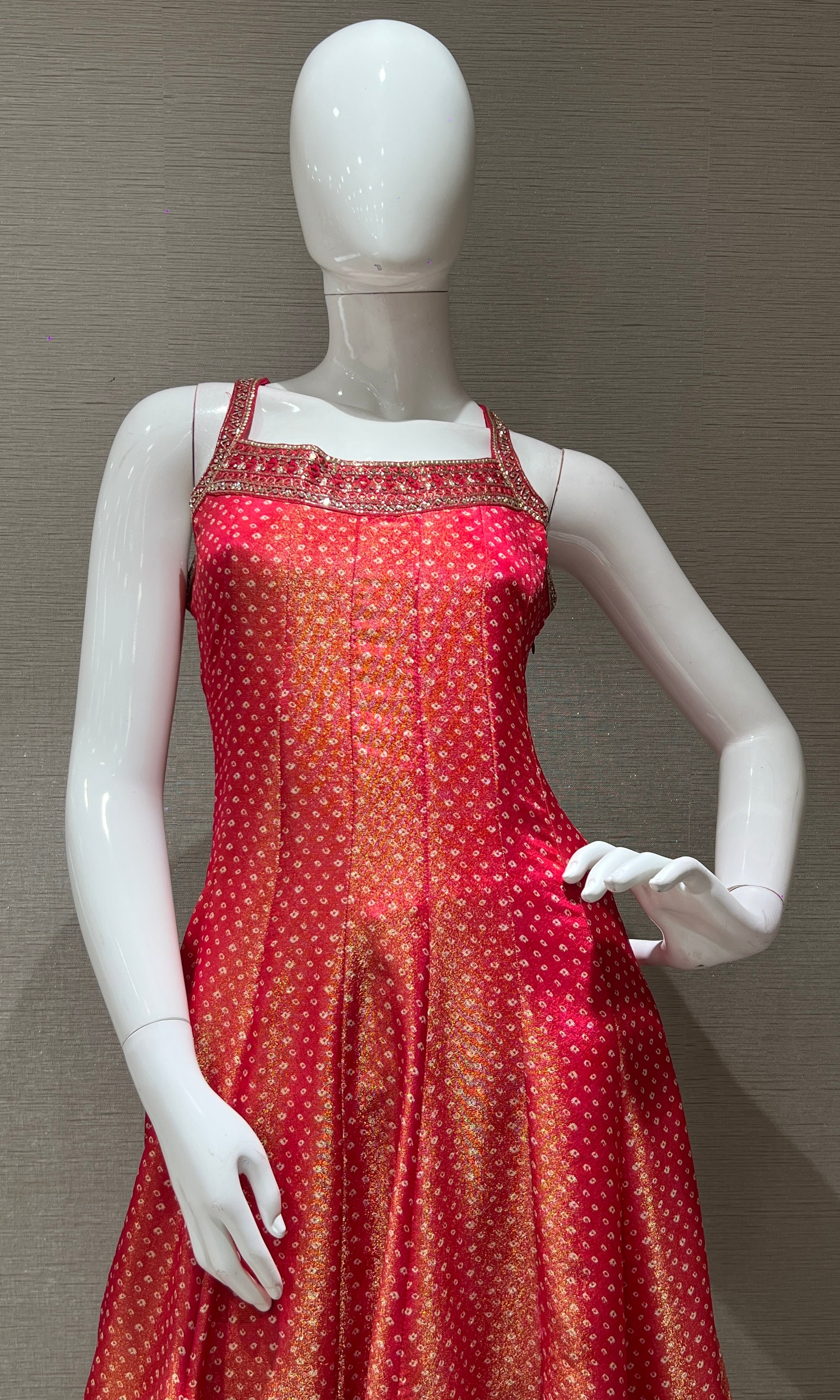 Red Embroidered Sharara Set with Golden Stripes Dupatta