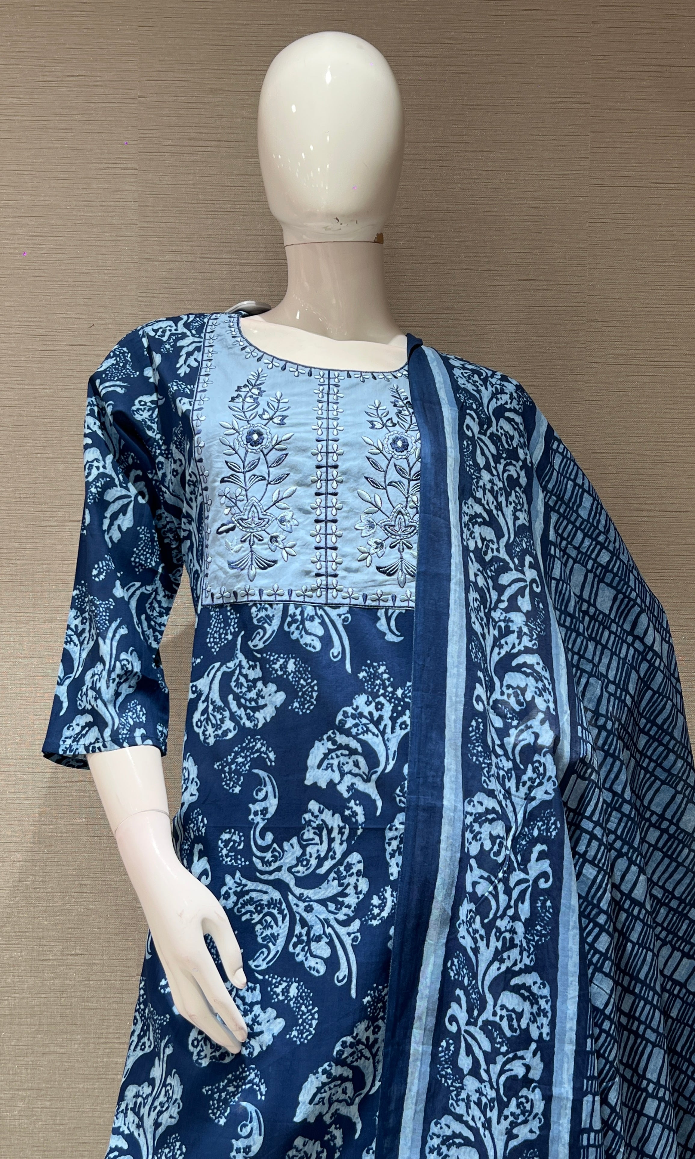 Navy blue PRINTED kurta set