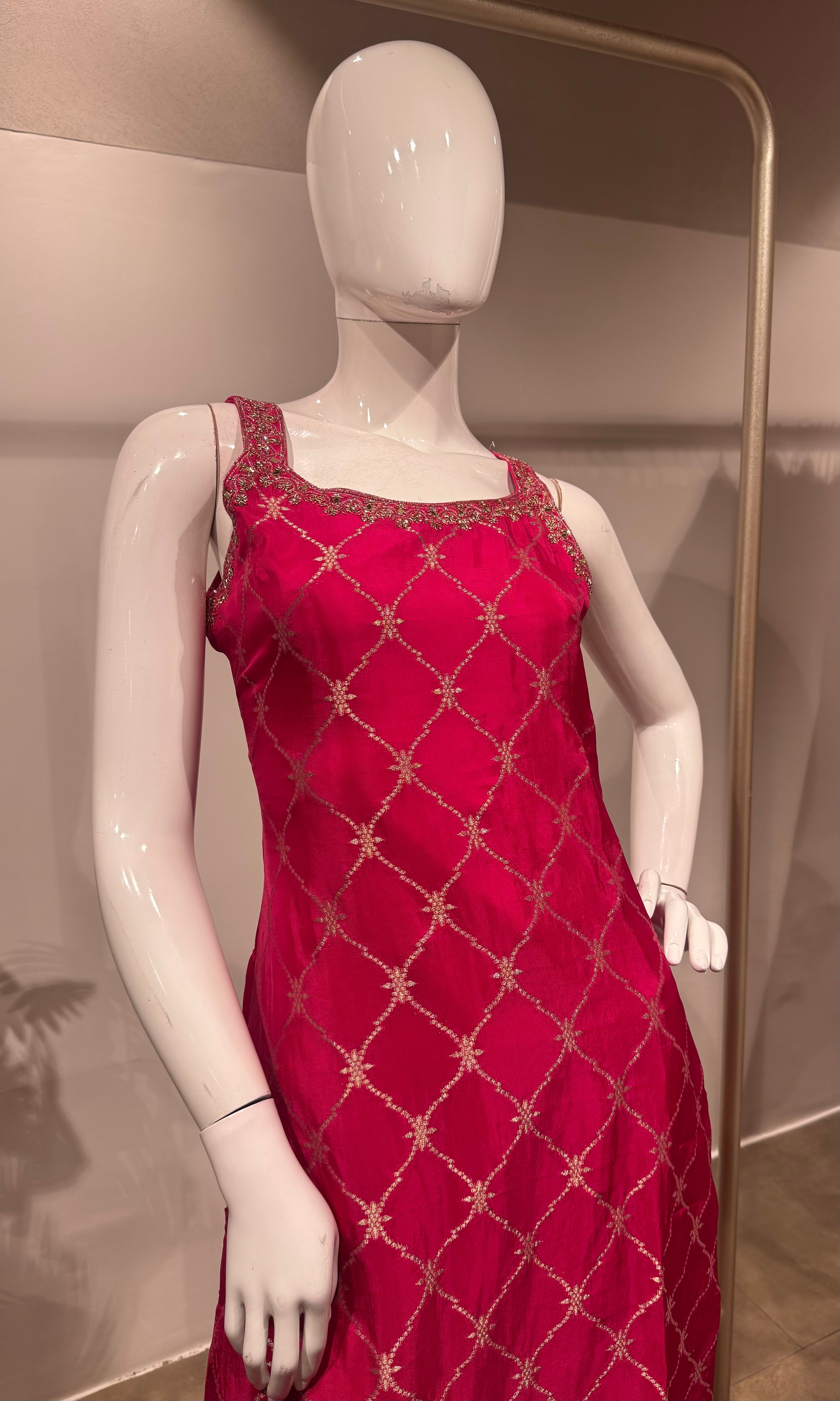 Pink Silk Straight kurta set