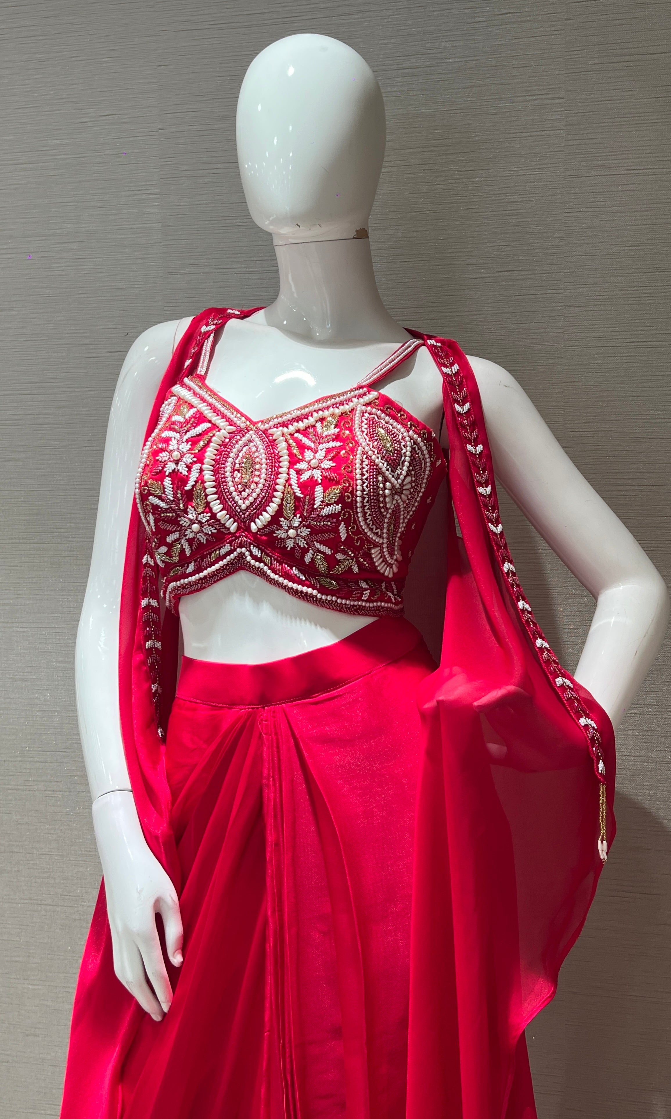 Rani pink EMBELLISHED BLOUSE AND SKIRT