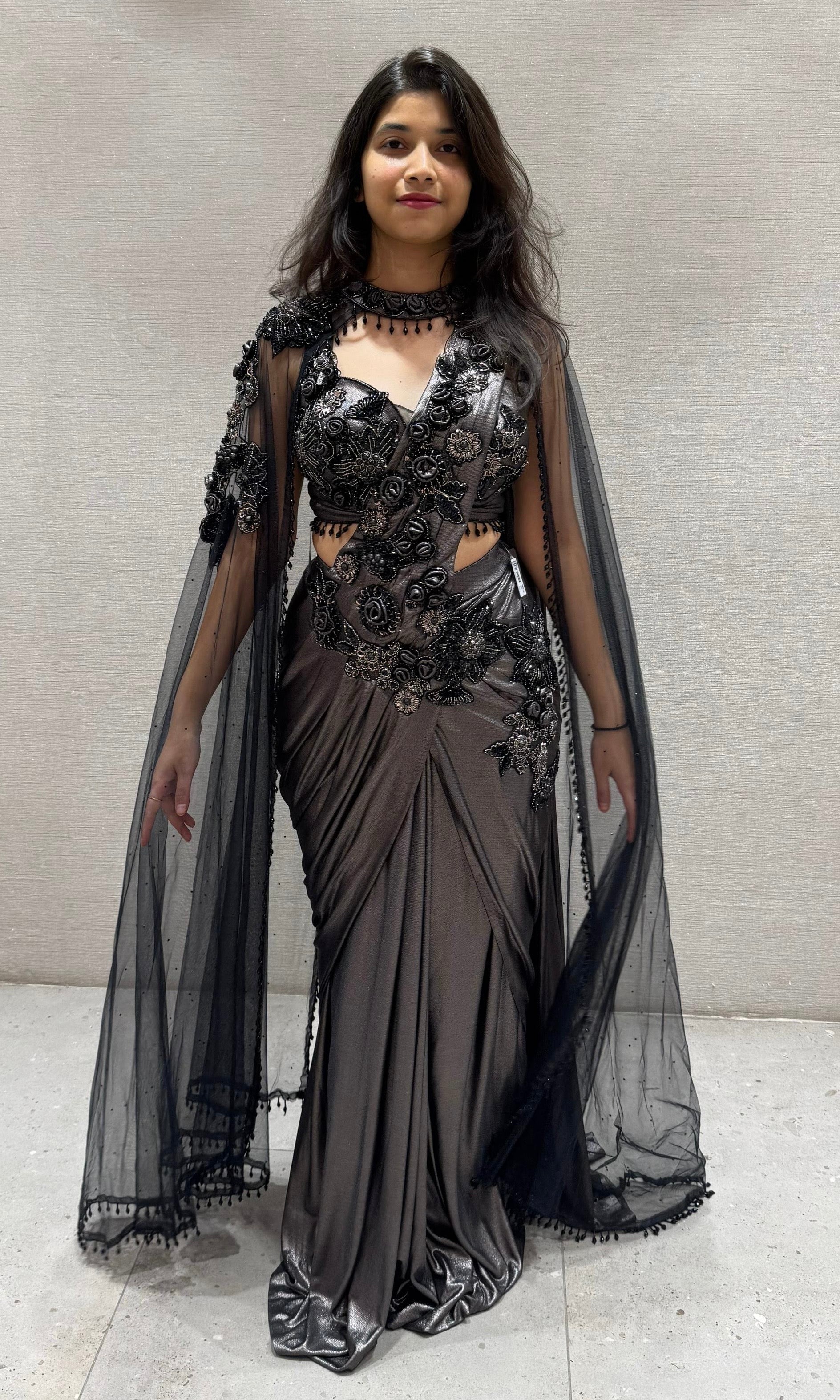 Black one minute saree