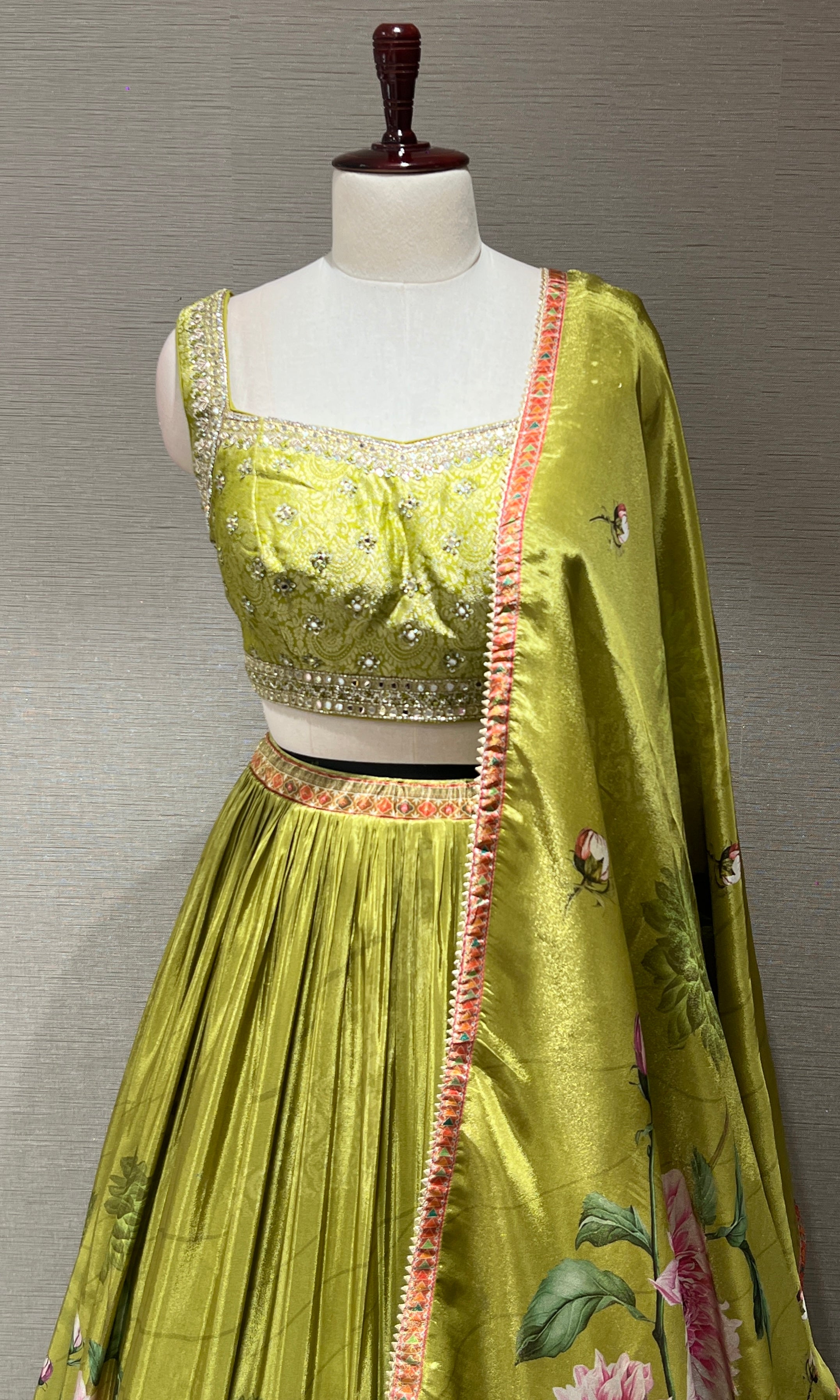 Gulzar Olive Lehenga Set