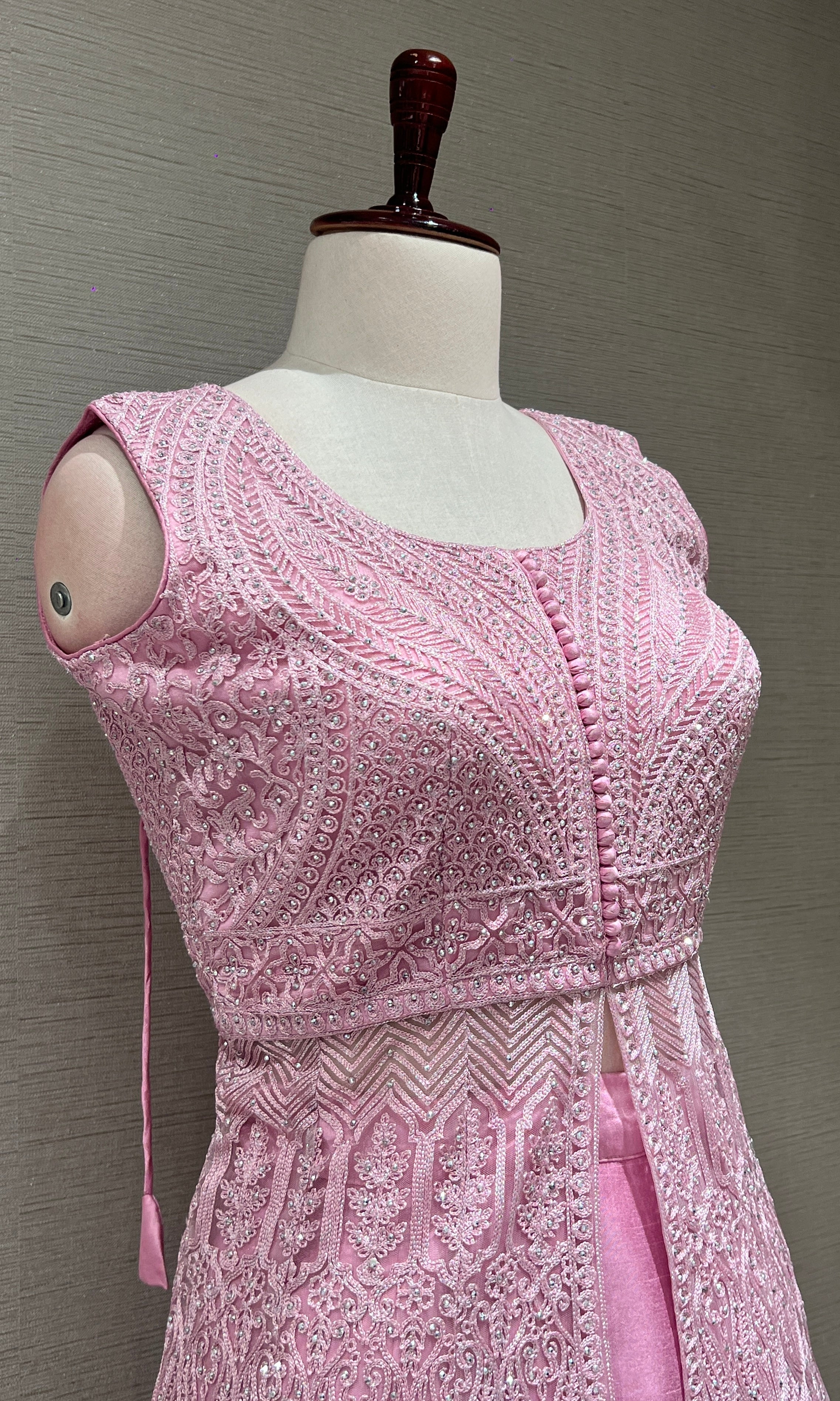 Baby pink Embroidered Front Slit Anarkali