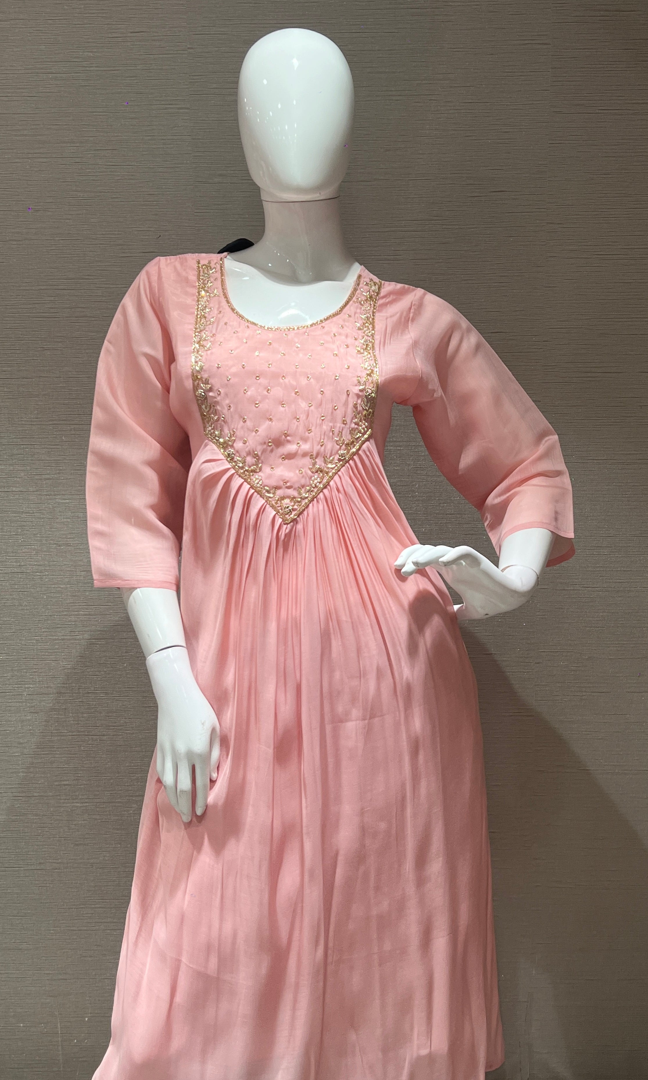 Onion pink MUL CHANDERI kurta set