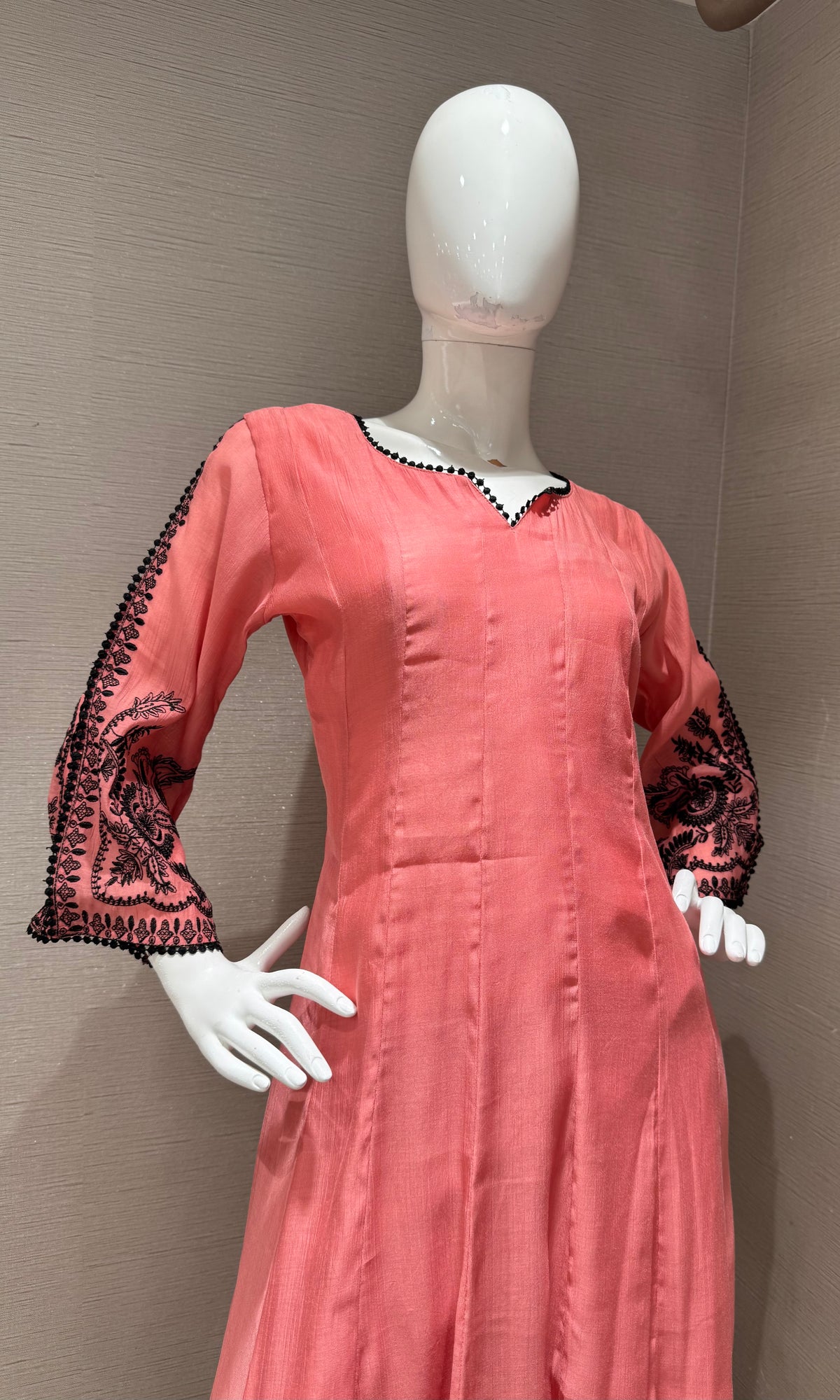 Onion pink chanderi silk kurta set with dupatta