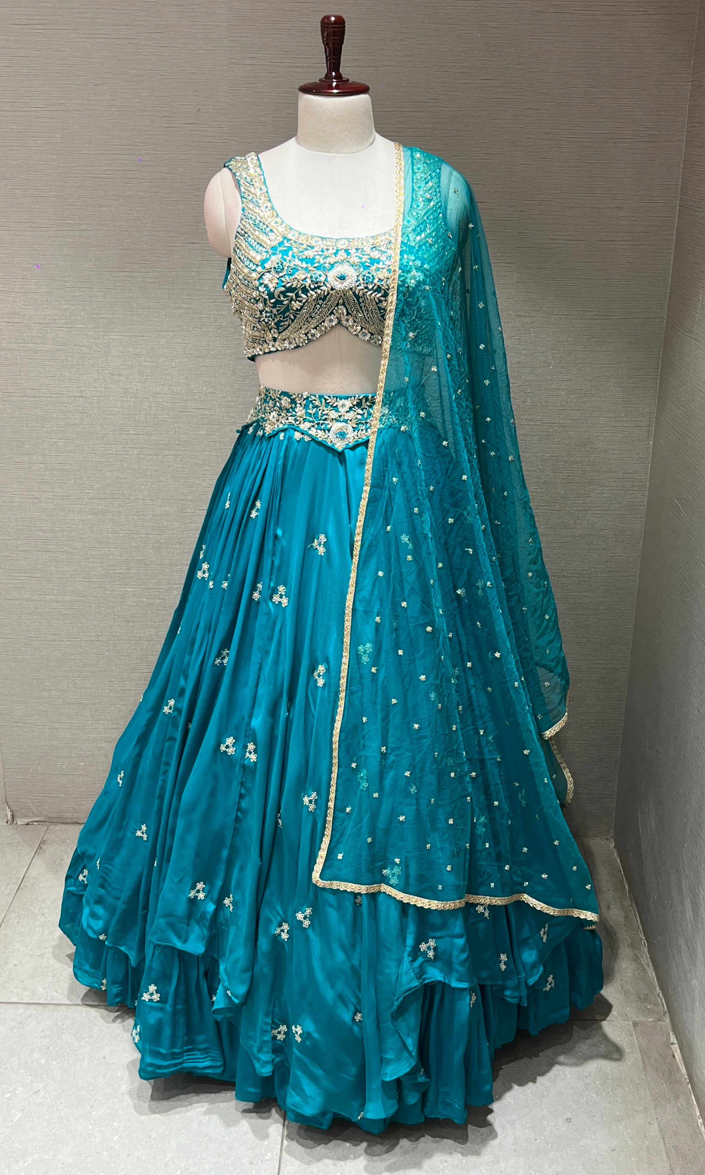Rama blue Lehenga