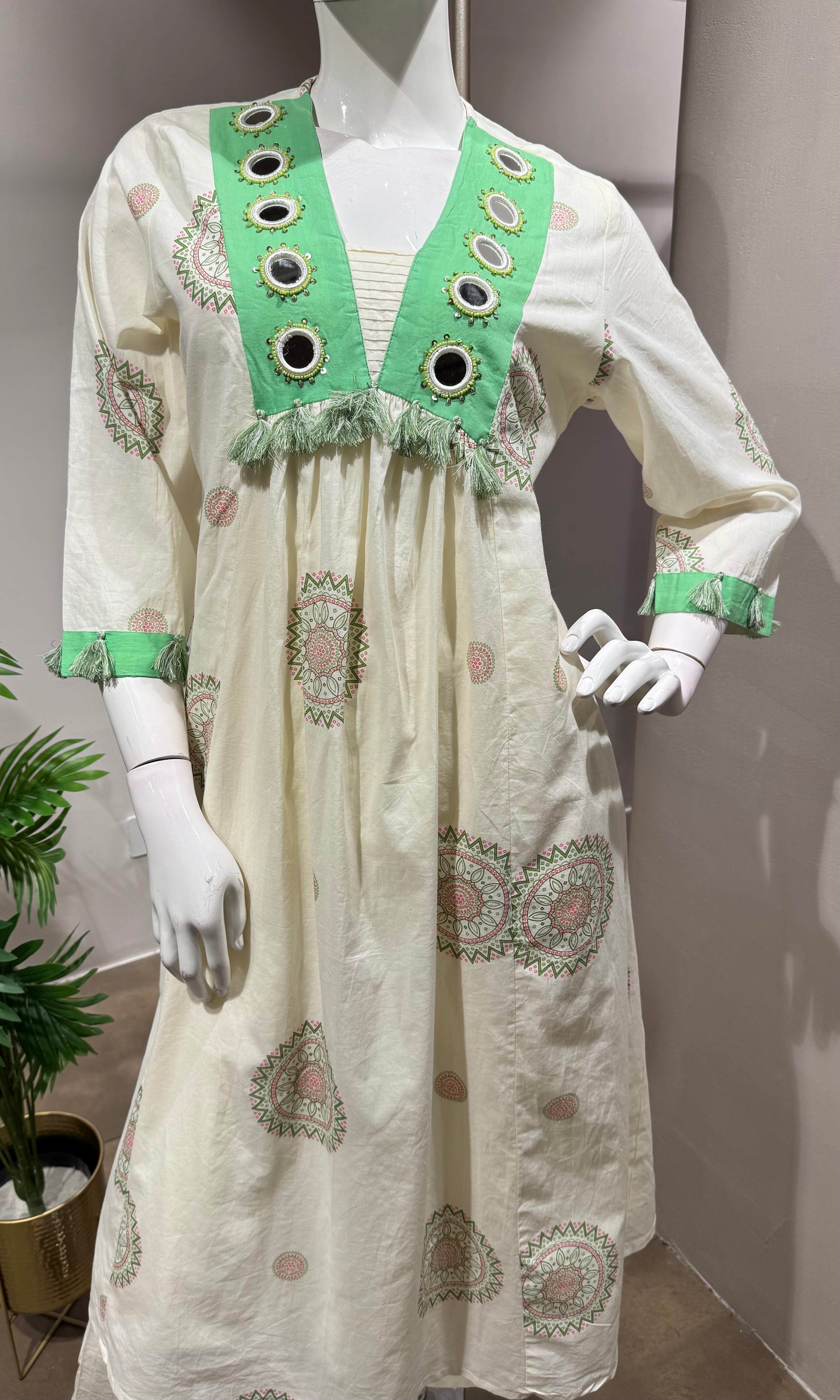 GREEN Floral Block Print Cotton Kurta Set