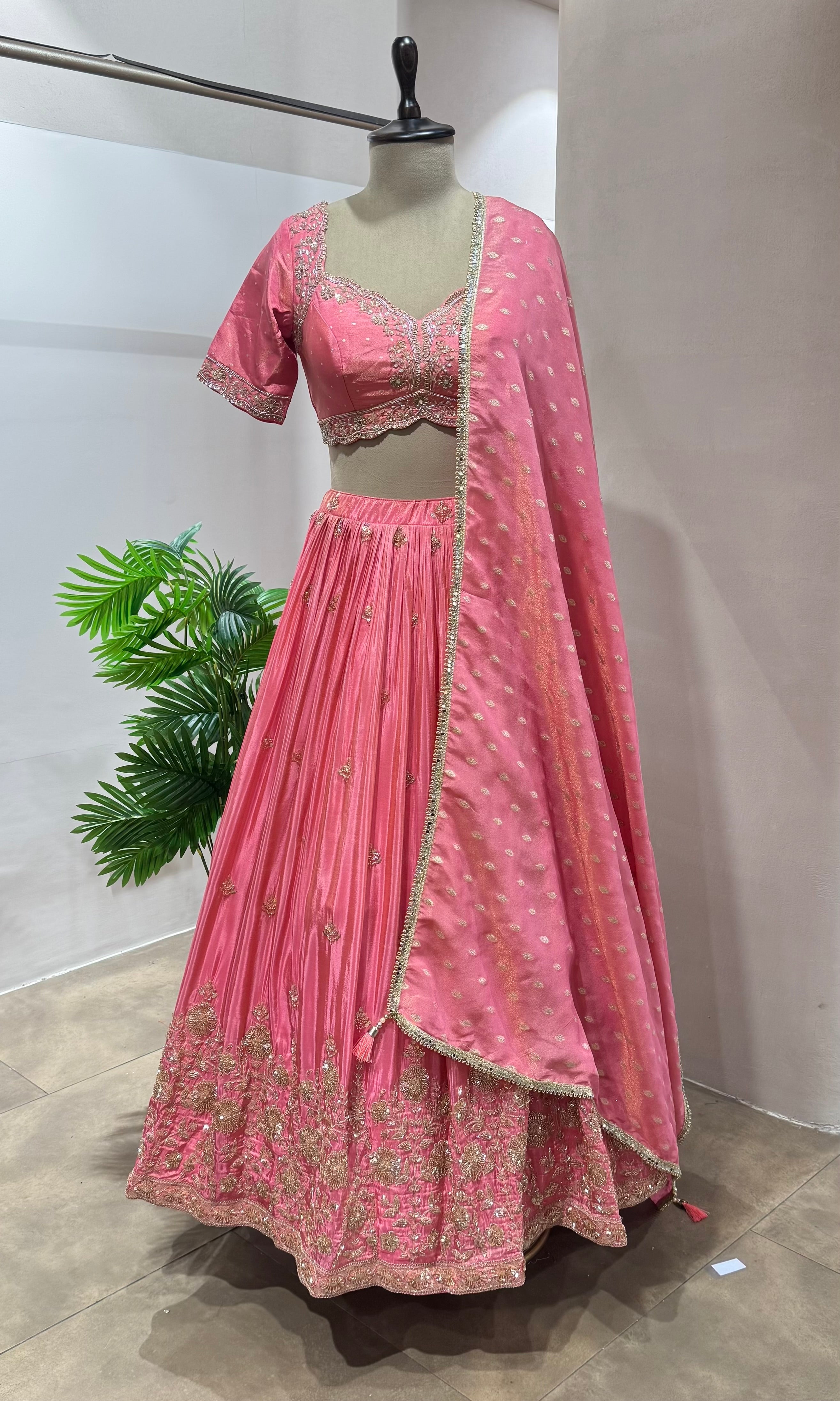Baby pink GOLDEN EMBROIDERY Lehenga