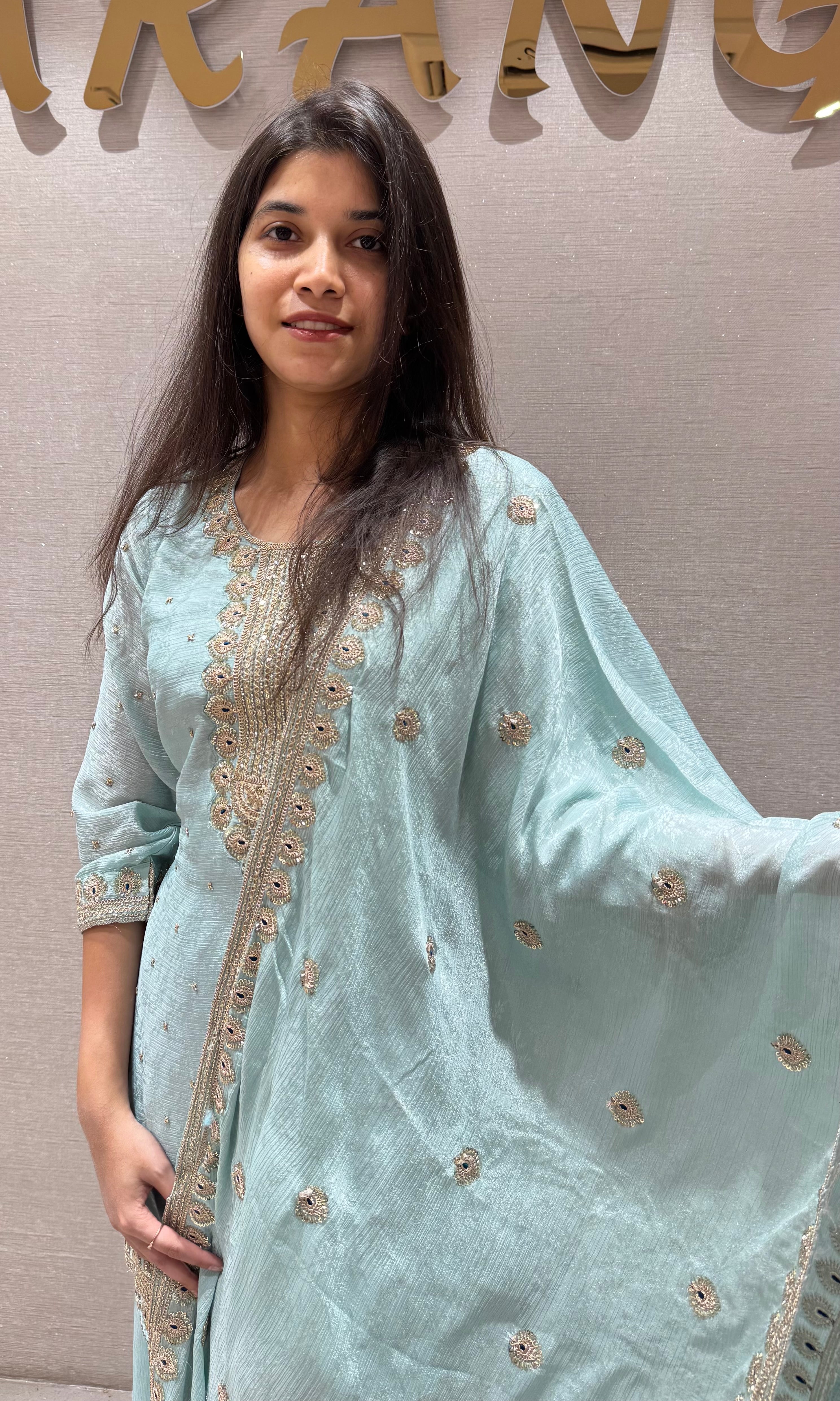 Sea blue GOLDEN EMBROIDERED Sharara SET