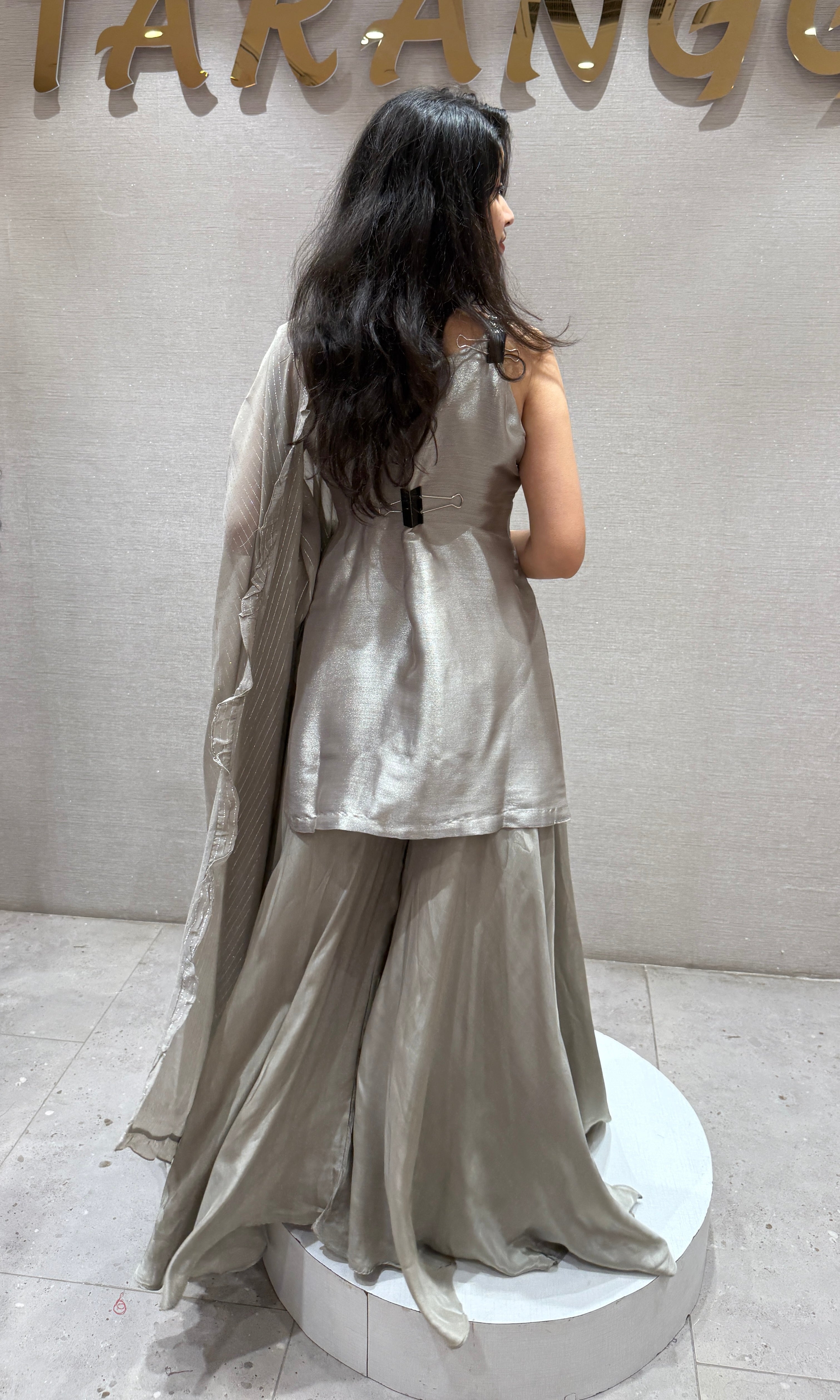 Grey Embellished Sharara Set