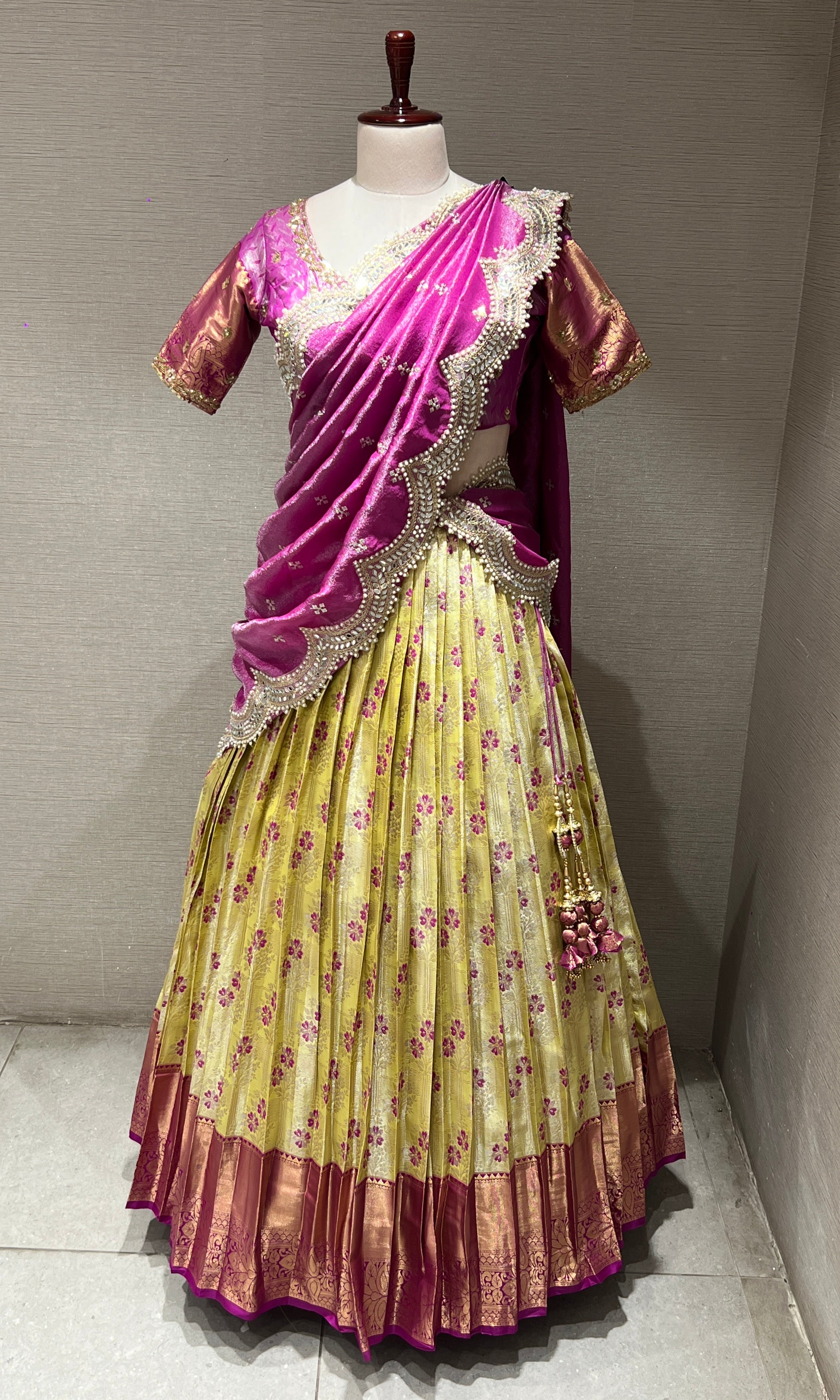 PINK Banarasi LEHENGA WITH Floral Weave