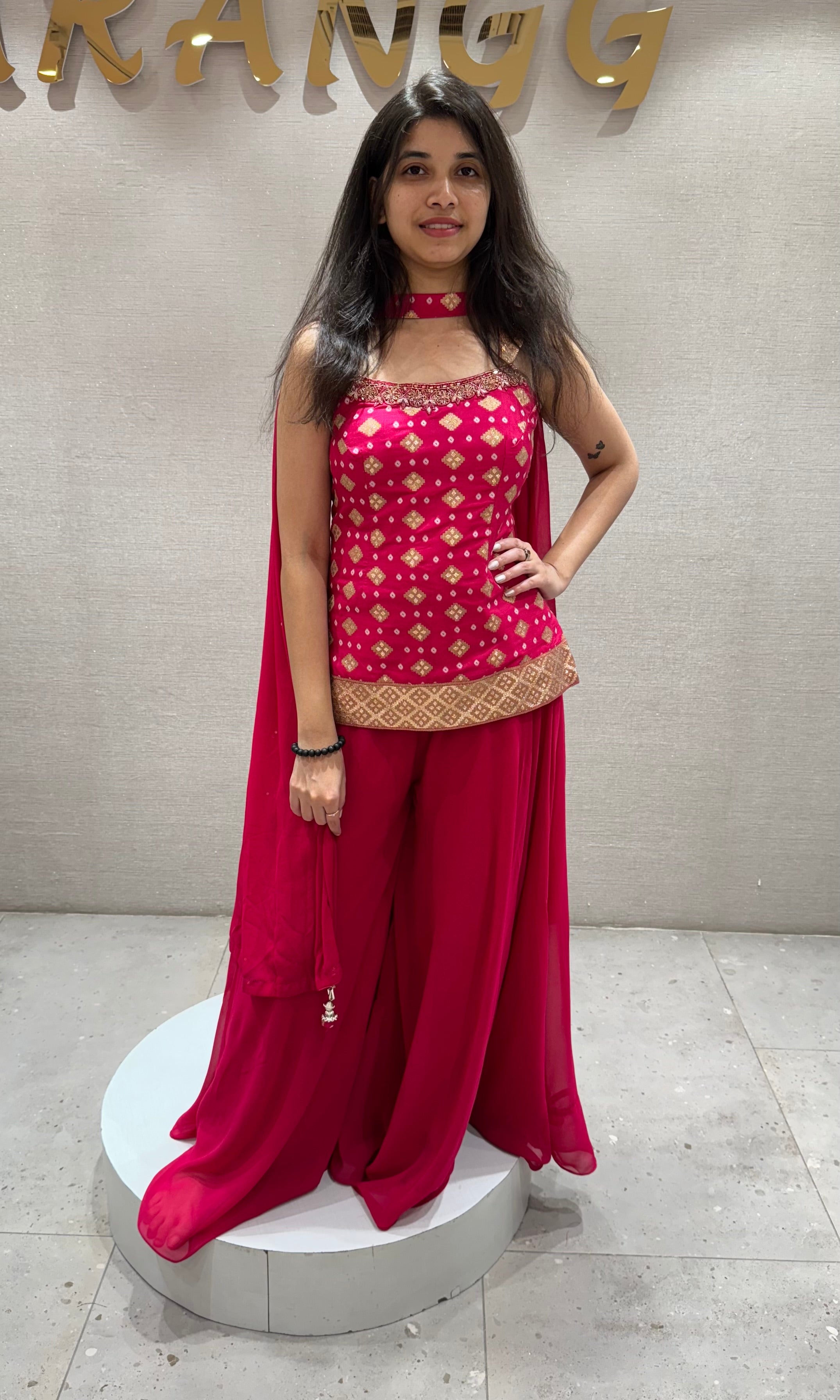 Rani pink EMBROIDERED SHARARA SET