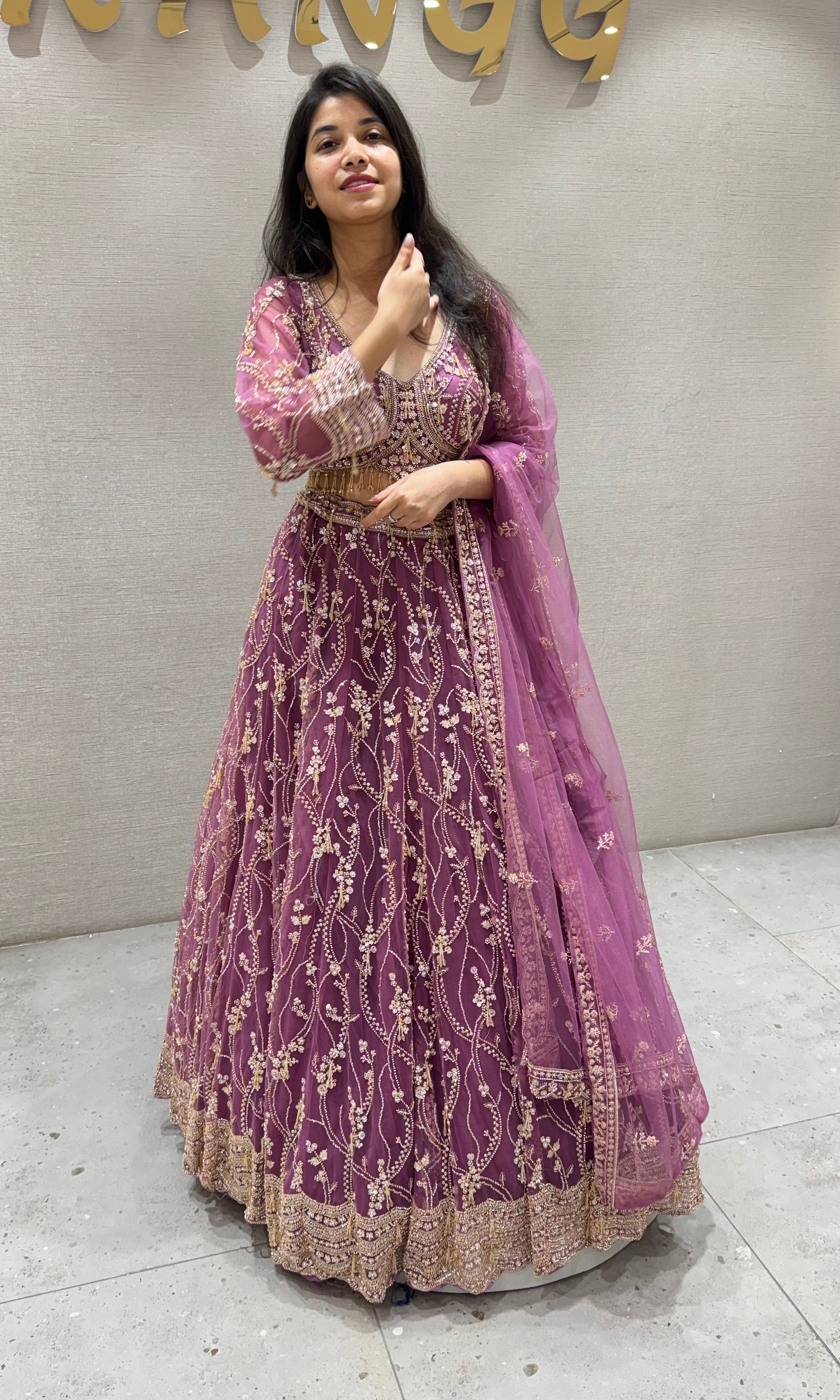 Purple GOLDEN EMBROIDERED lehenga