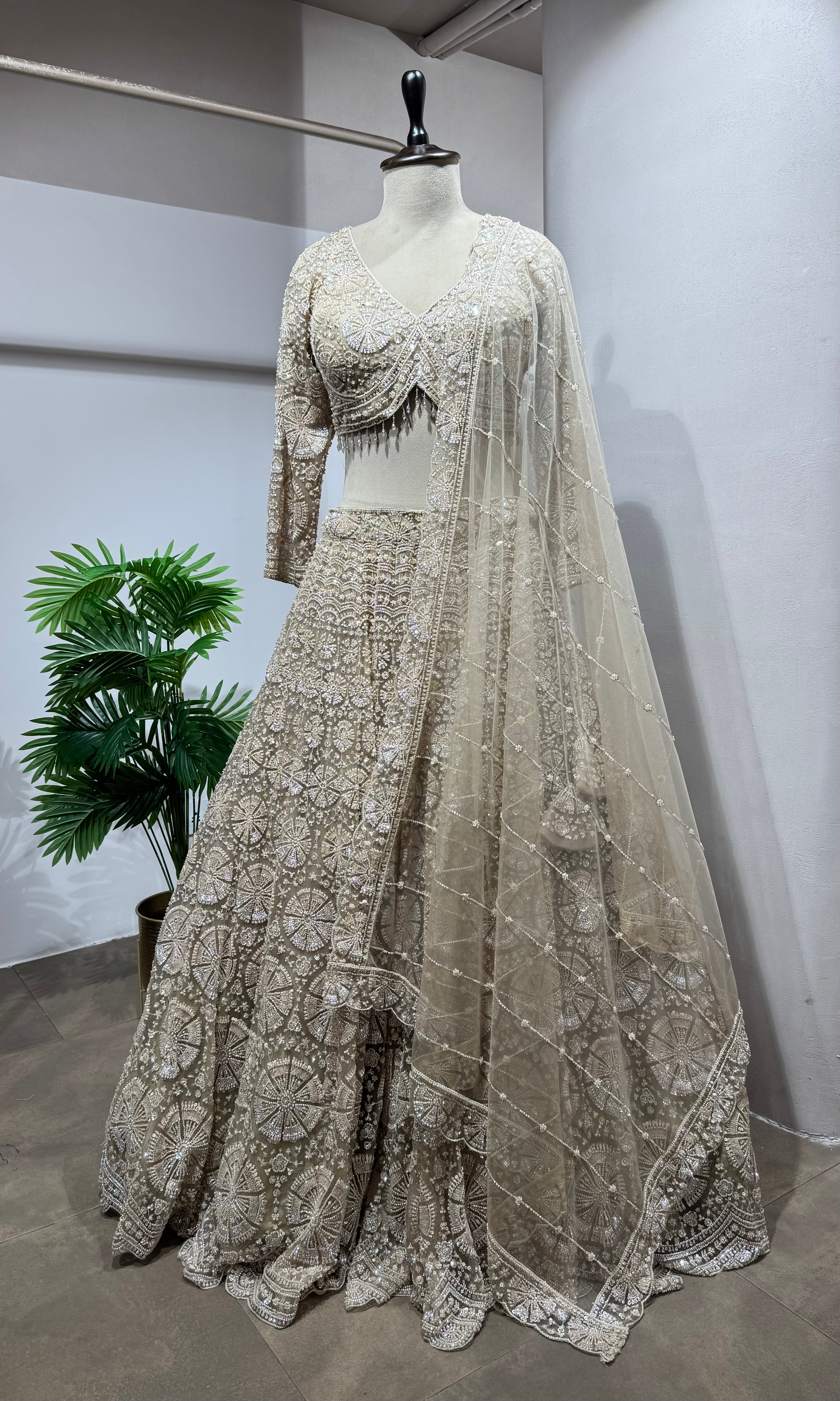 CHIKOO gold lehenga with sequins embroidery
