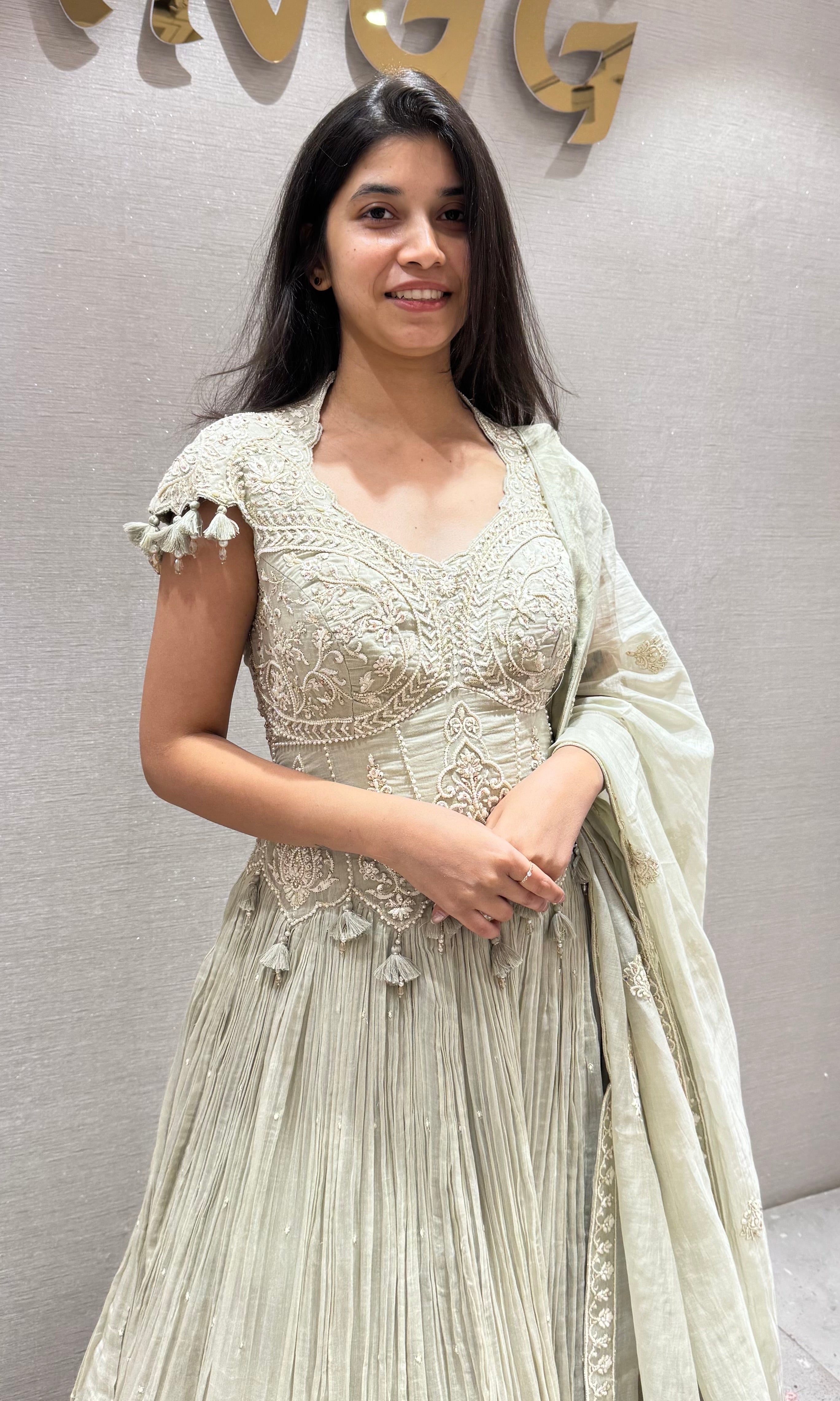 LIGHT GREY Embroidered Lehenga set