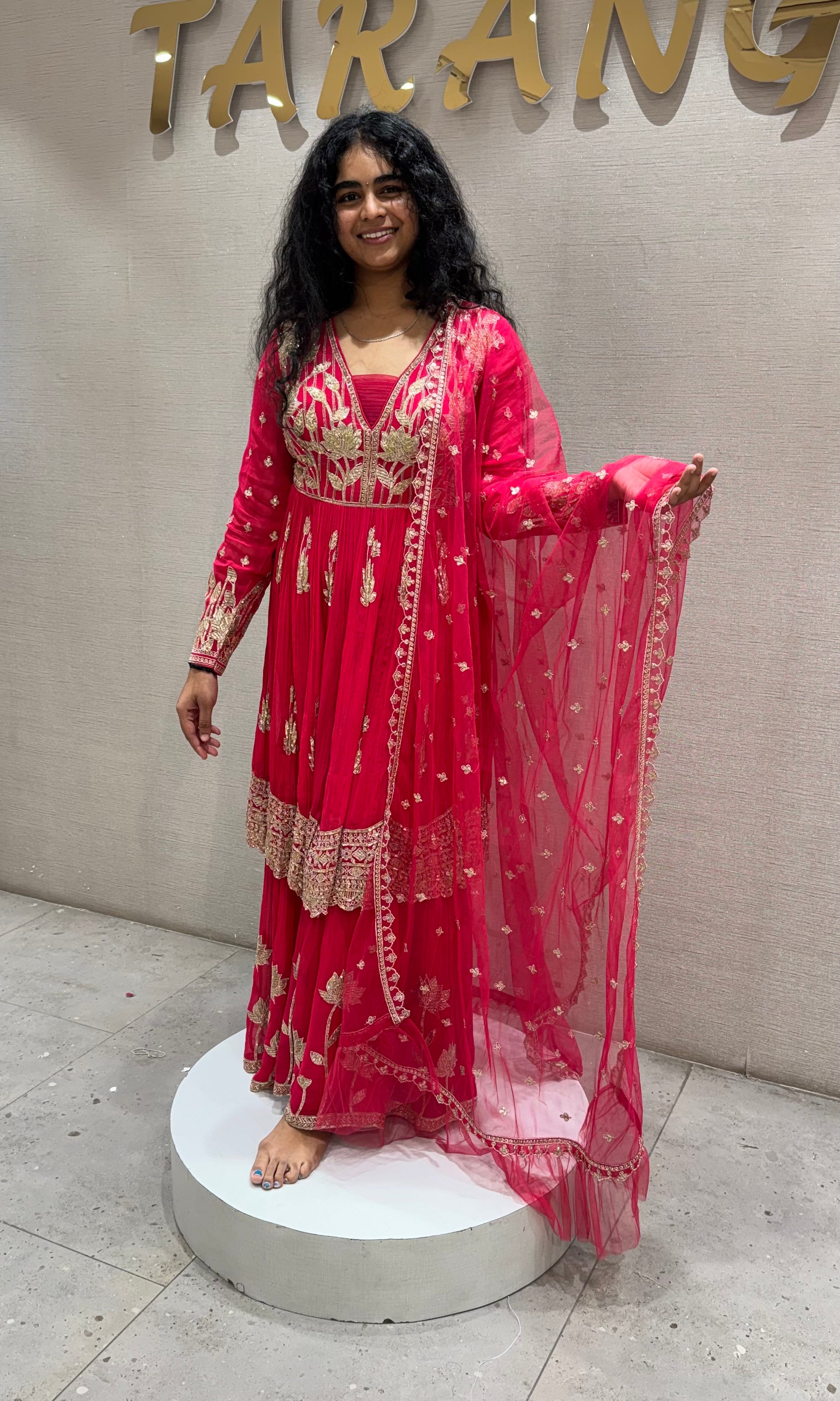 Pink GOLDEN EMBROIDERED SHARARA SET