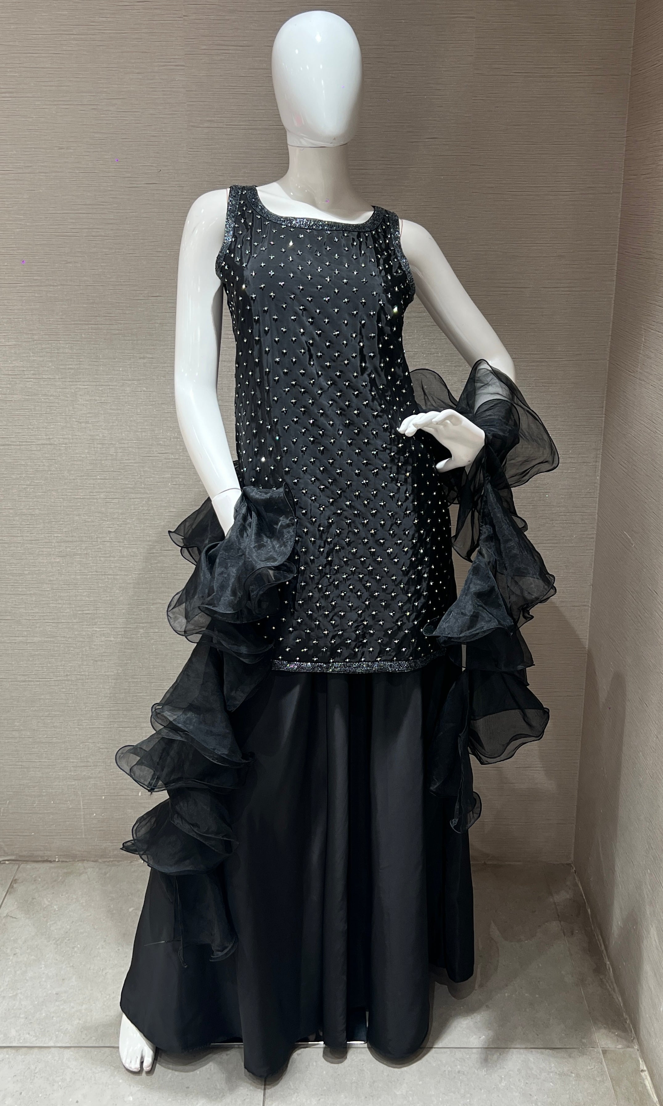 Noir Ruffle Palazzo Set