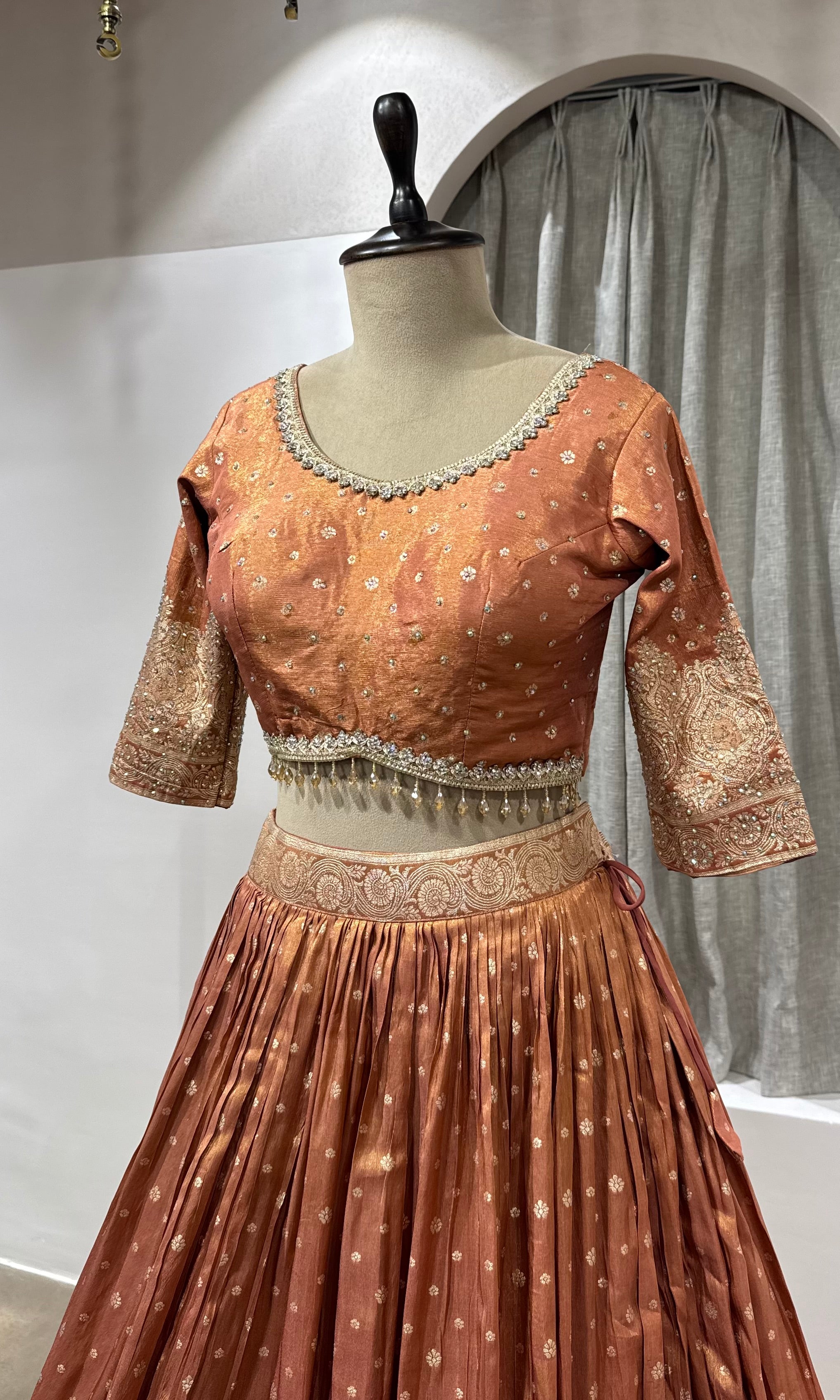 Rust Shimmer Lehenga Set with dupatta